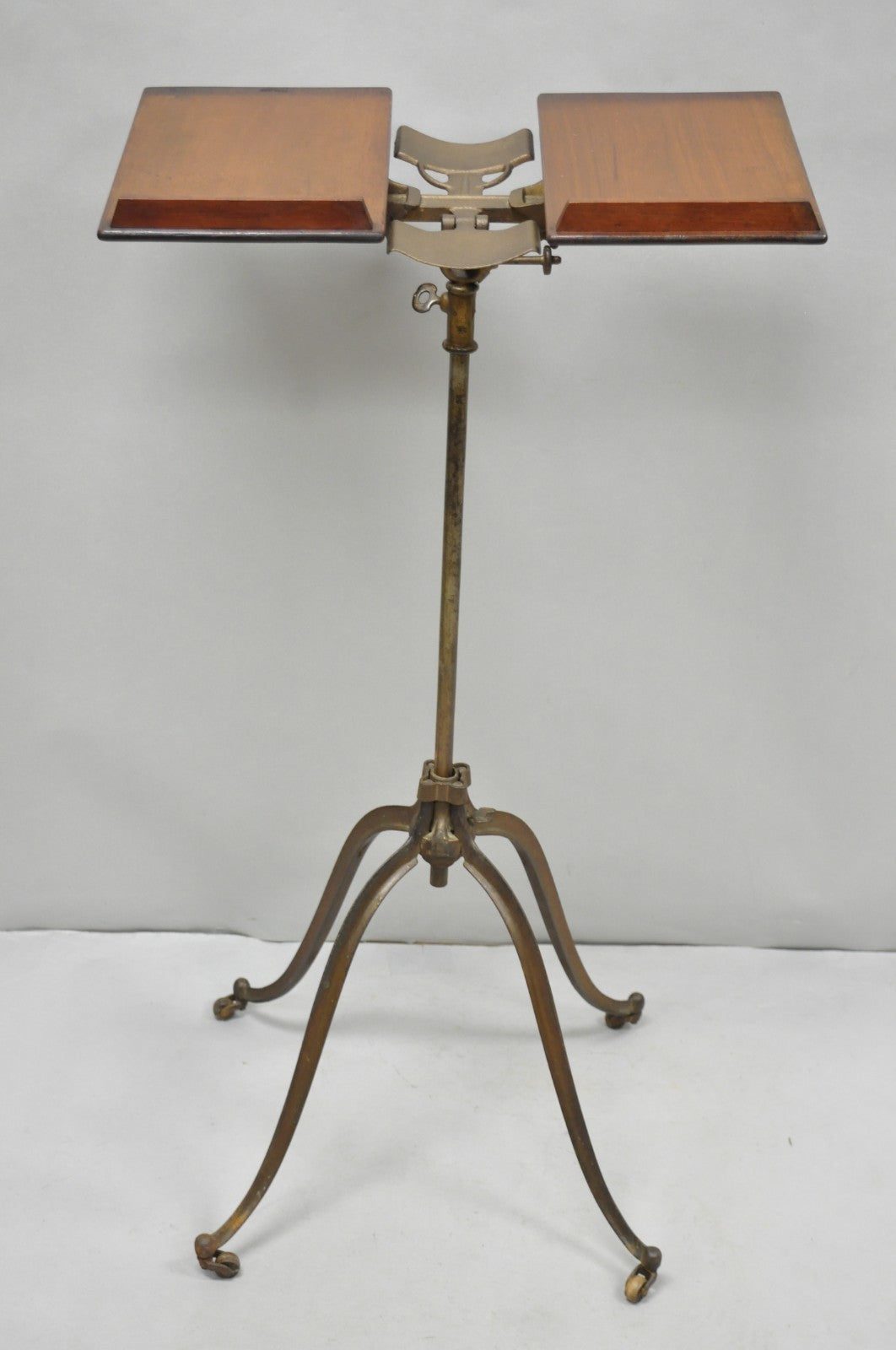 Antique R.M. Lambie Victorian Walnut & Cast Iron Bible Book Stand Lectern