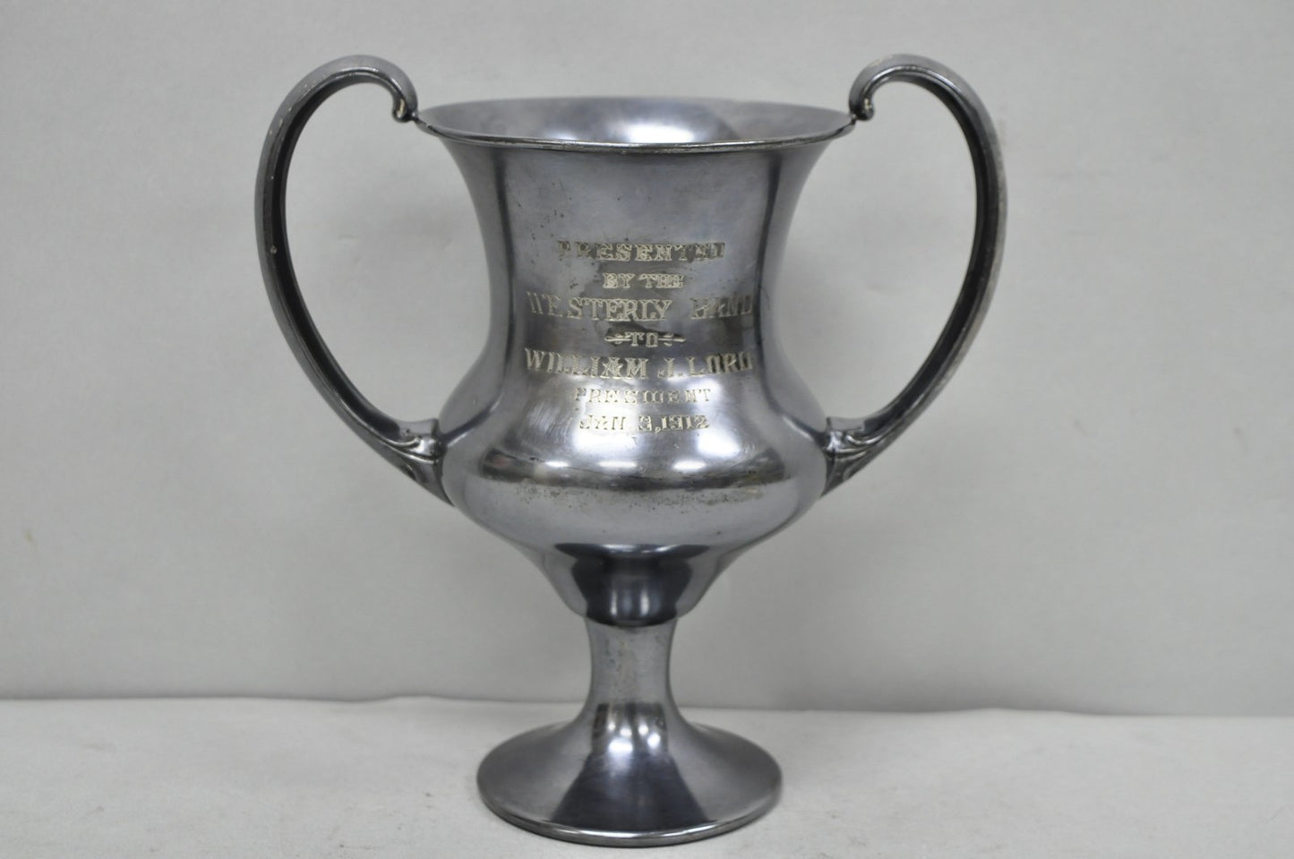 Antique Victorian Silver Plated Trophy Loving Cup Award "Westerly Band, 1912"