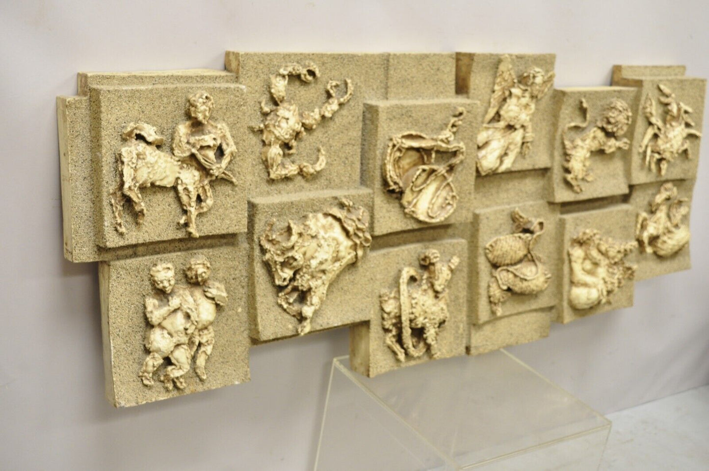 Vintage Finesse Originals 1970s Brutalist Figural Zodiac Wall Sculpture