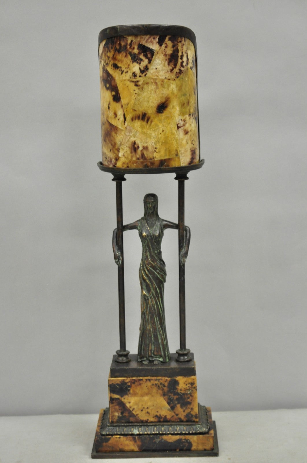 Vintage Maitland Smith Art Deco Art Nouveau Bronze Lady Figural Table Lamp