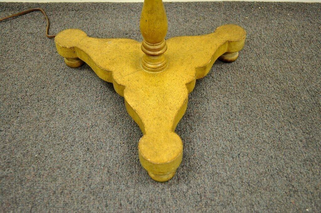 Vintage Biedermeier Style Turn Carved Wood Candlestick Side Table Floor Lamp