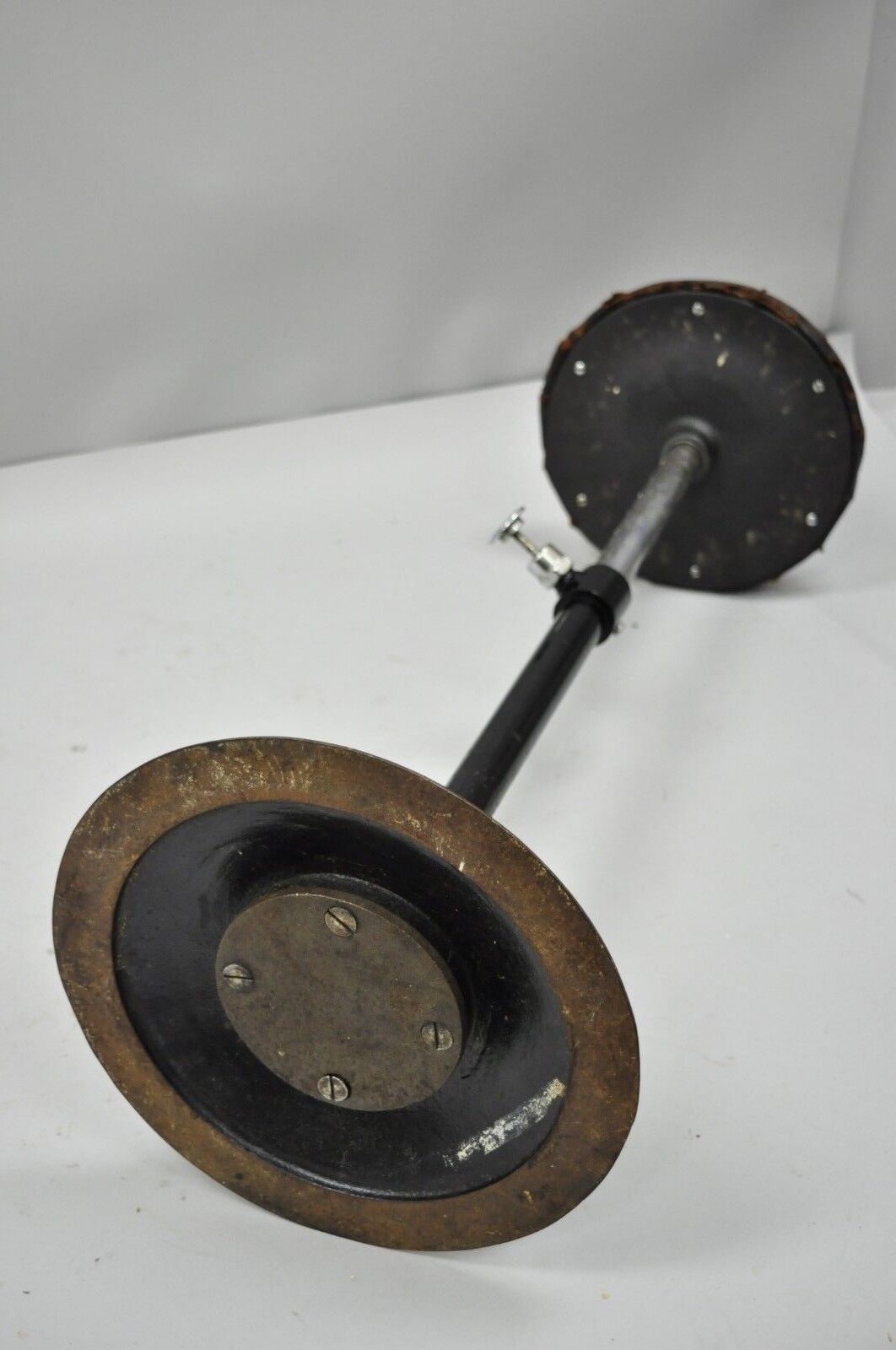 Articulating Industrial Modern Brown Leather Adjustable Work Stool by Peerless