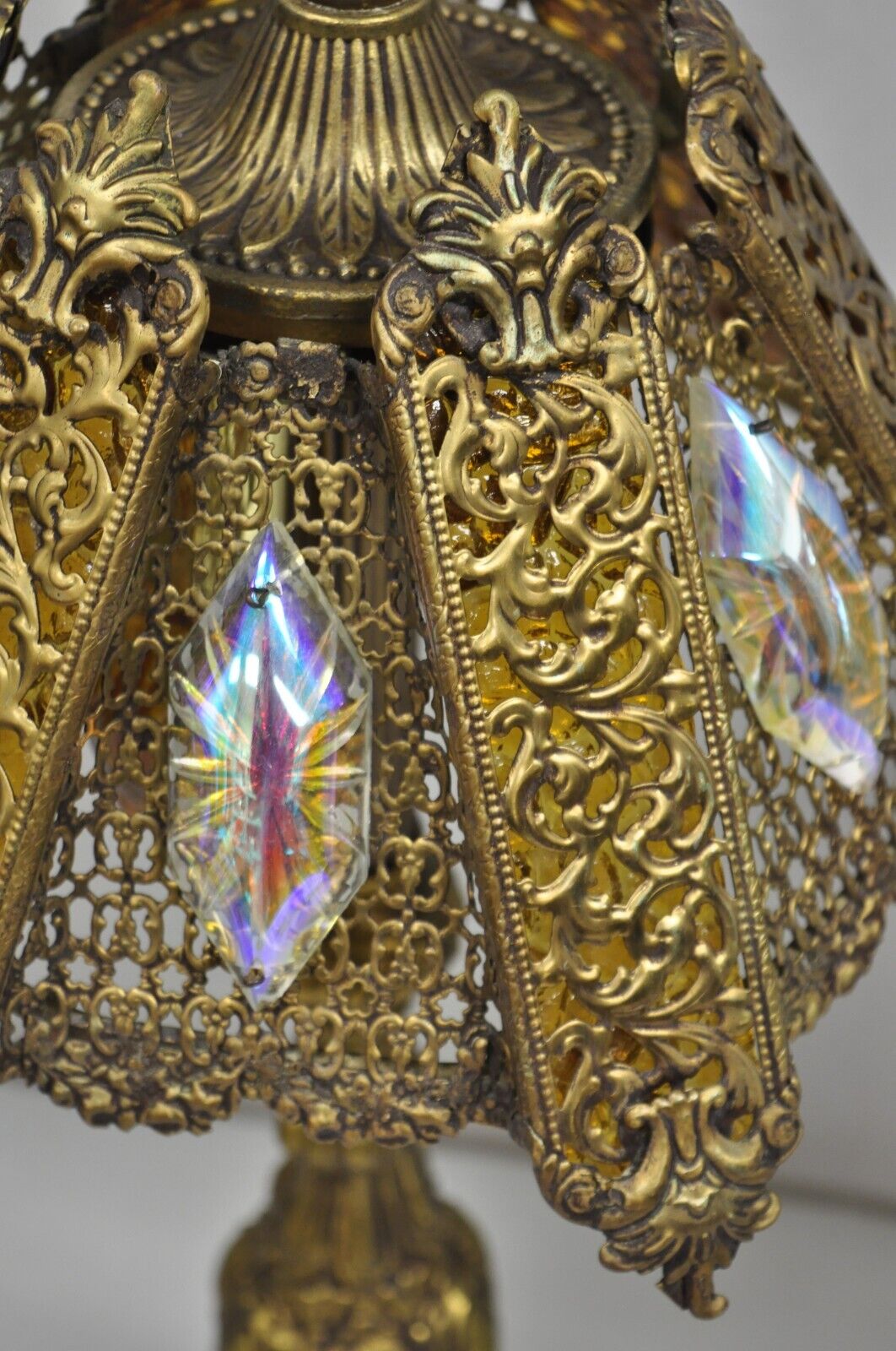 Vintage Hollywood Regency Loevsky & Loevsky Style Small Gold Table Lamps - Pair