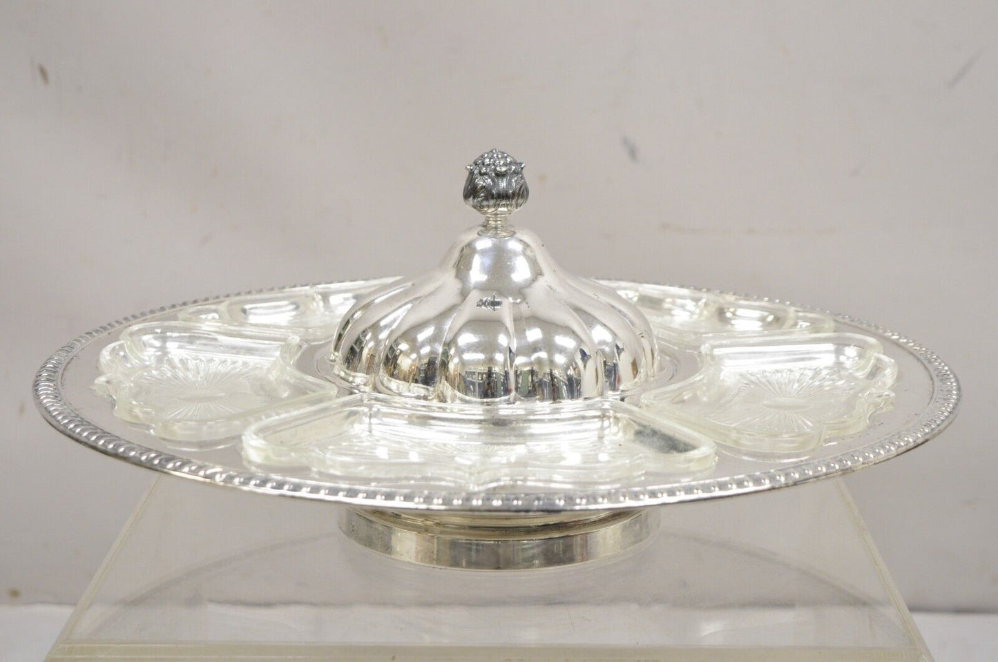 Vintage Victorian Silver Plated Lazy Susan Revolving Serving Platter Tray