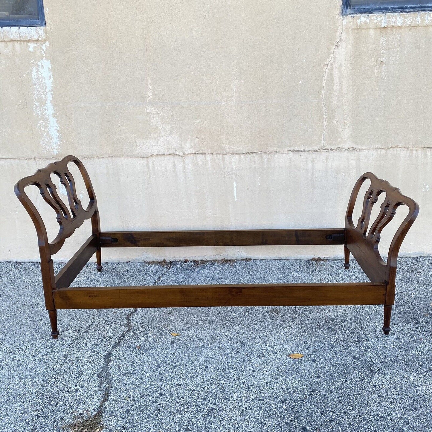 Vintage French Provincial Italian Cherry Wood Georgian Twin Bed Frame Daybed