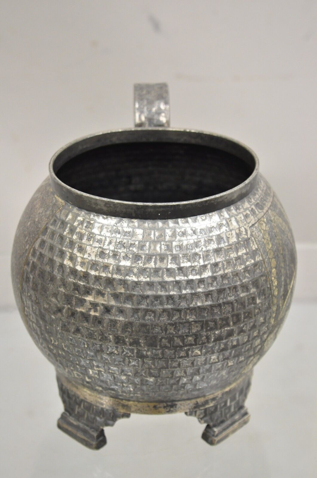 Antique Derby Silver Victorian Hammered Footed Round Silver Plated Jug Pitcher