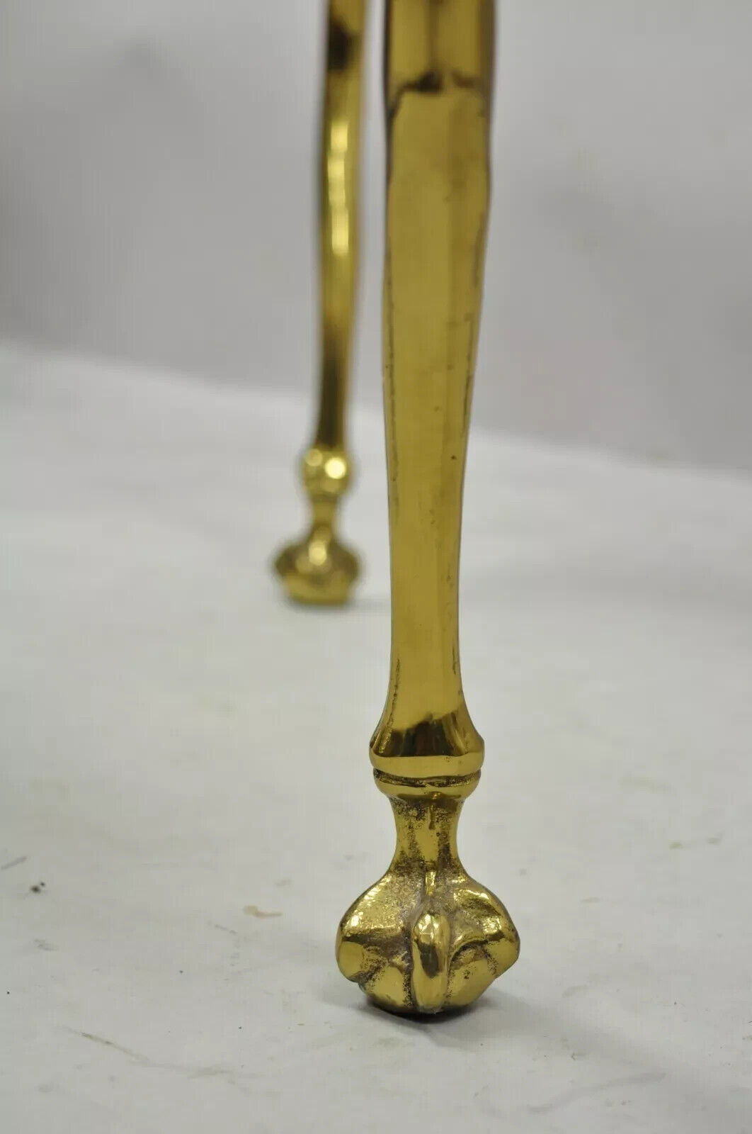 Vintage Regency Maison Jansen Style Brass Swan & Glass Small Round Coffee Table