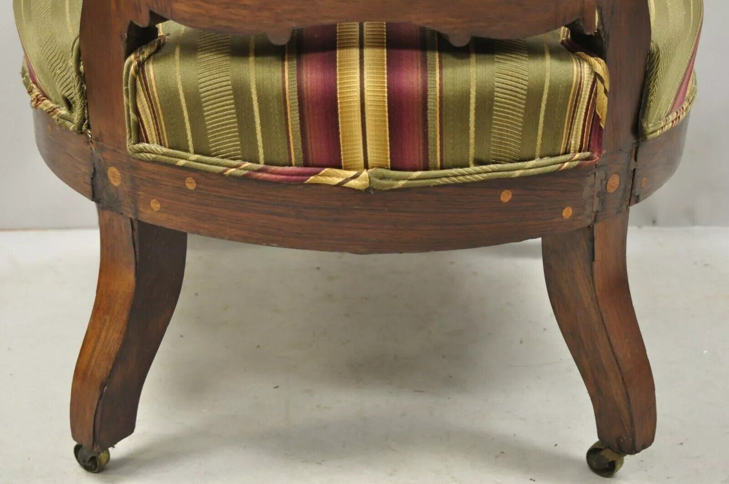 Antique Eastlake Victorian Carved Rosewood Parlor Balloon Back Arm Chair