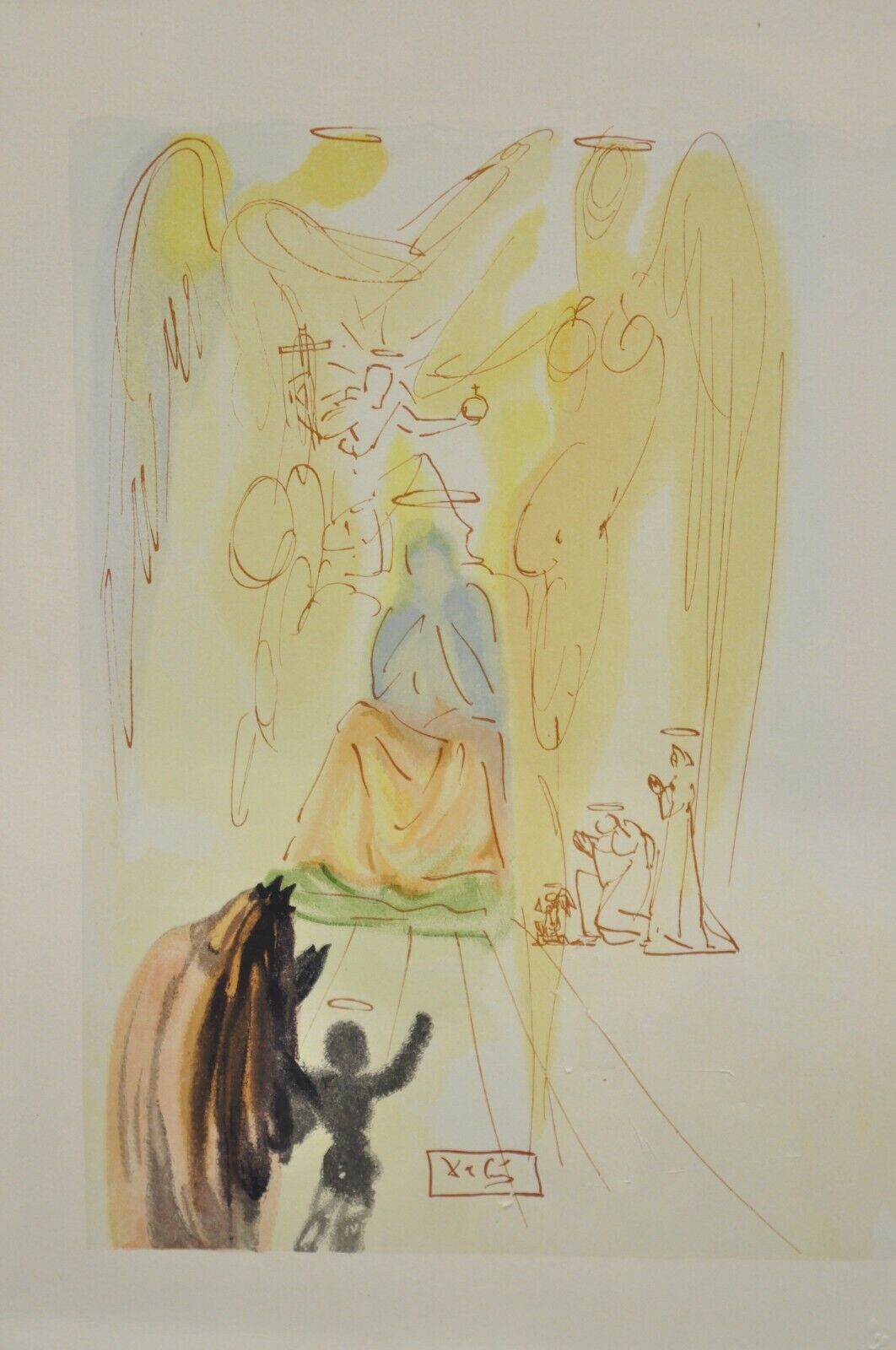 Vintage Salvador Dali Divine Comedy The Triumph of Christ and the Virgin Framed