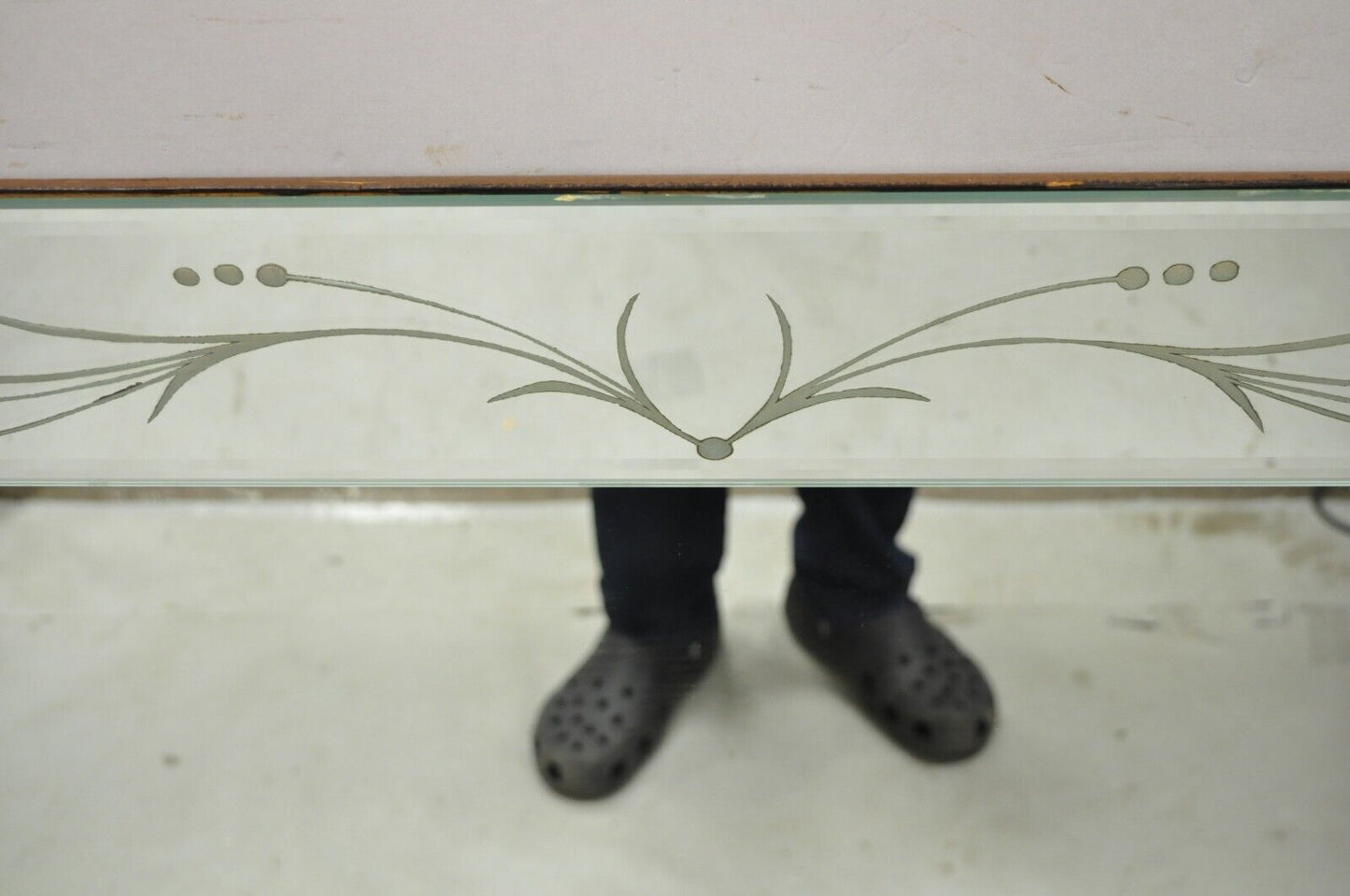 Vintage Hollywood Regency Venetian Style Etched Frame 42x66 Wall Mirror