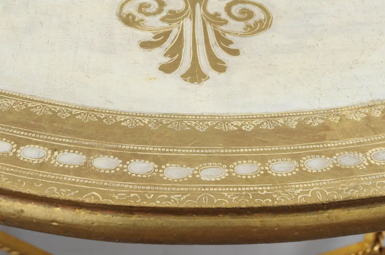 Italian Florentine Hollywood Regency Gold Wood & Iron Rope Round Coffee Table