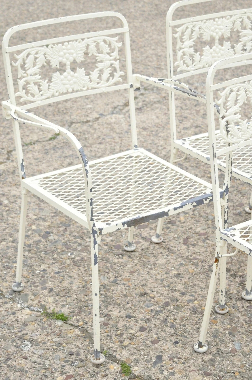 Vintage Victorian Grapevine Wrought Iron Garden Patio Dining Set - 7 Pc Set