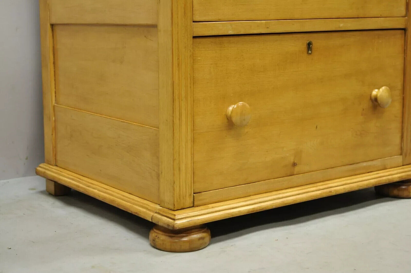 Antique Colonial Maple Wood Tall Lingerie Chest Washstand Bedroom Dresser