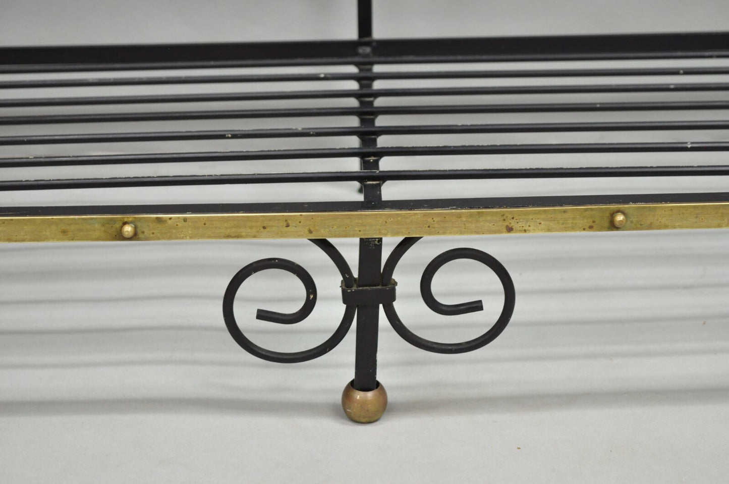 Vintage French Bakers Rack 3 Tier Scrolling Wrought Iron and Brass Etagere