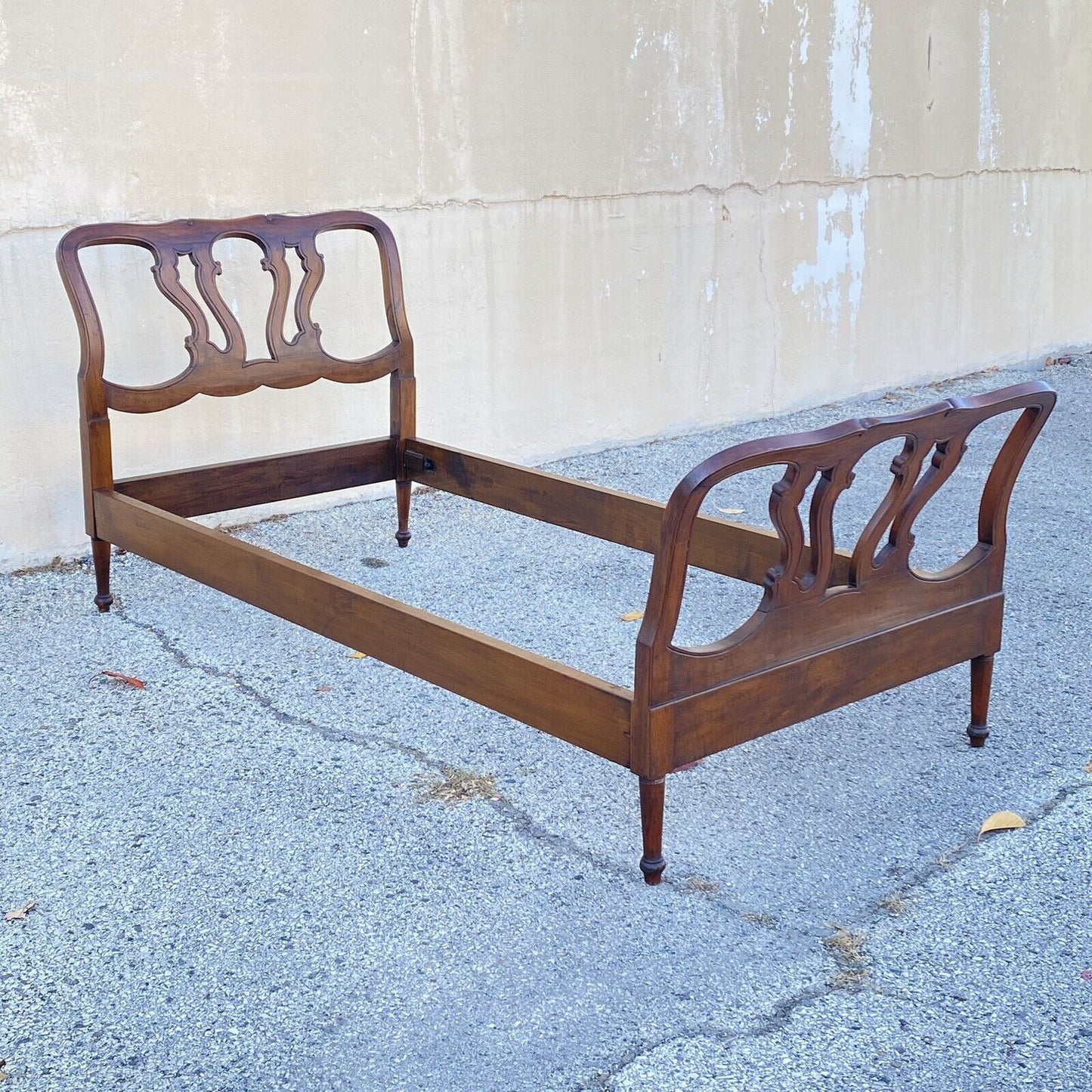 Vintage French Provincial Italian Cherry Wood Georgian Twin Bed Frame Daybed