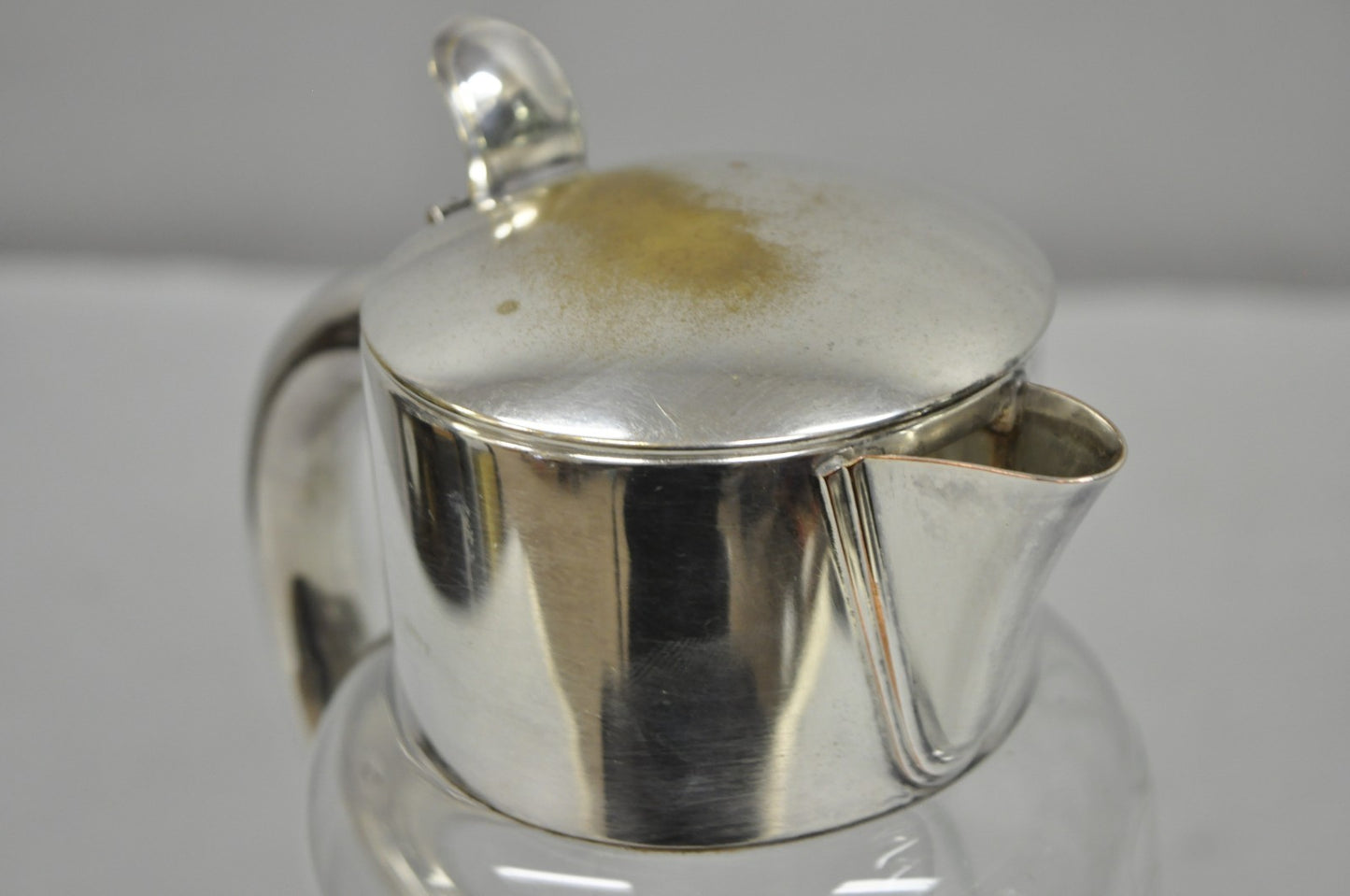 Antique Victorian German Silver Plated Cut Crystal Glass Lemonade Water Pitcher