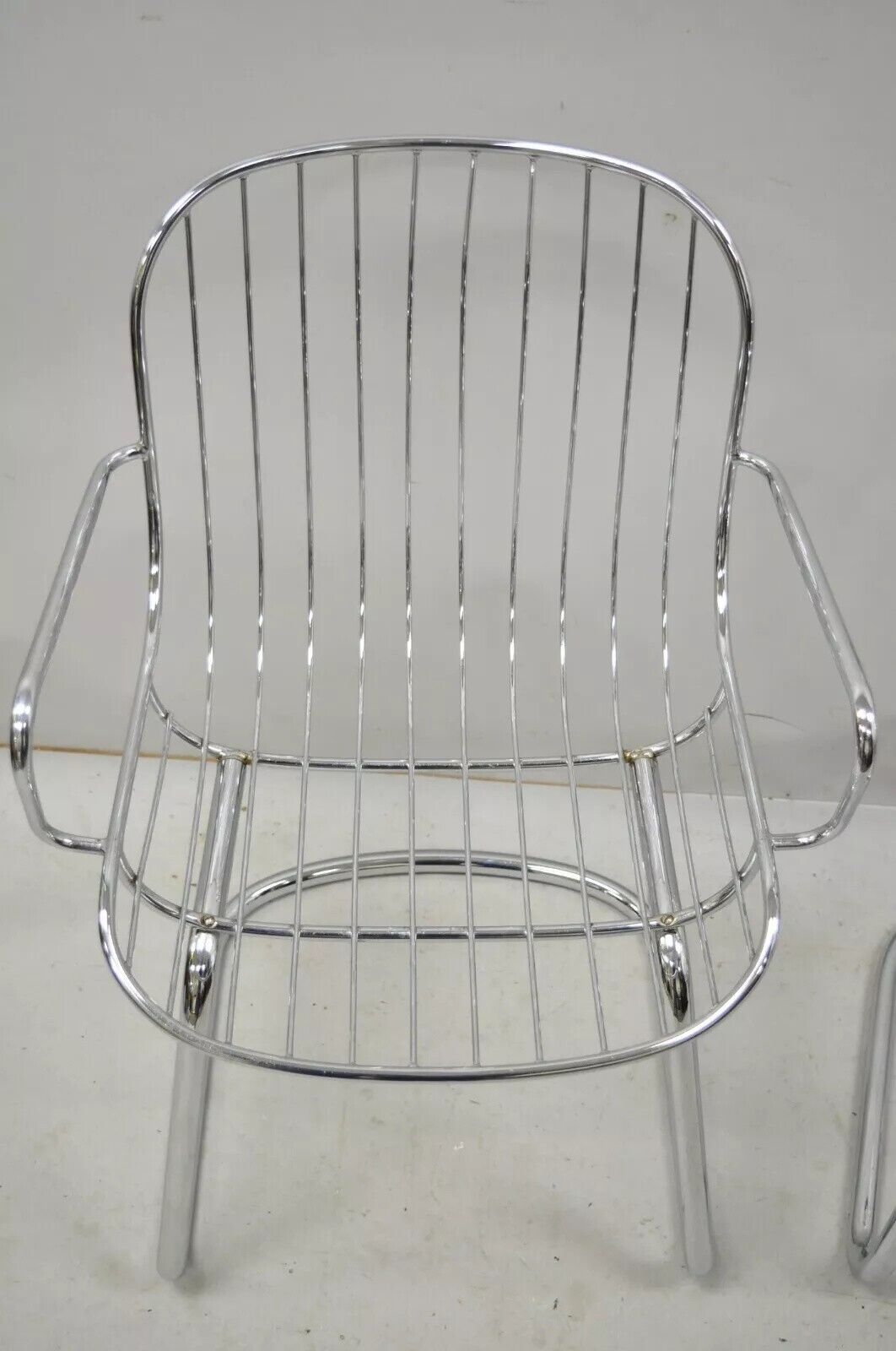 Mid Century Italian Modern Tubular Chrome Cantilever Dining Arm Chair - Set of 4