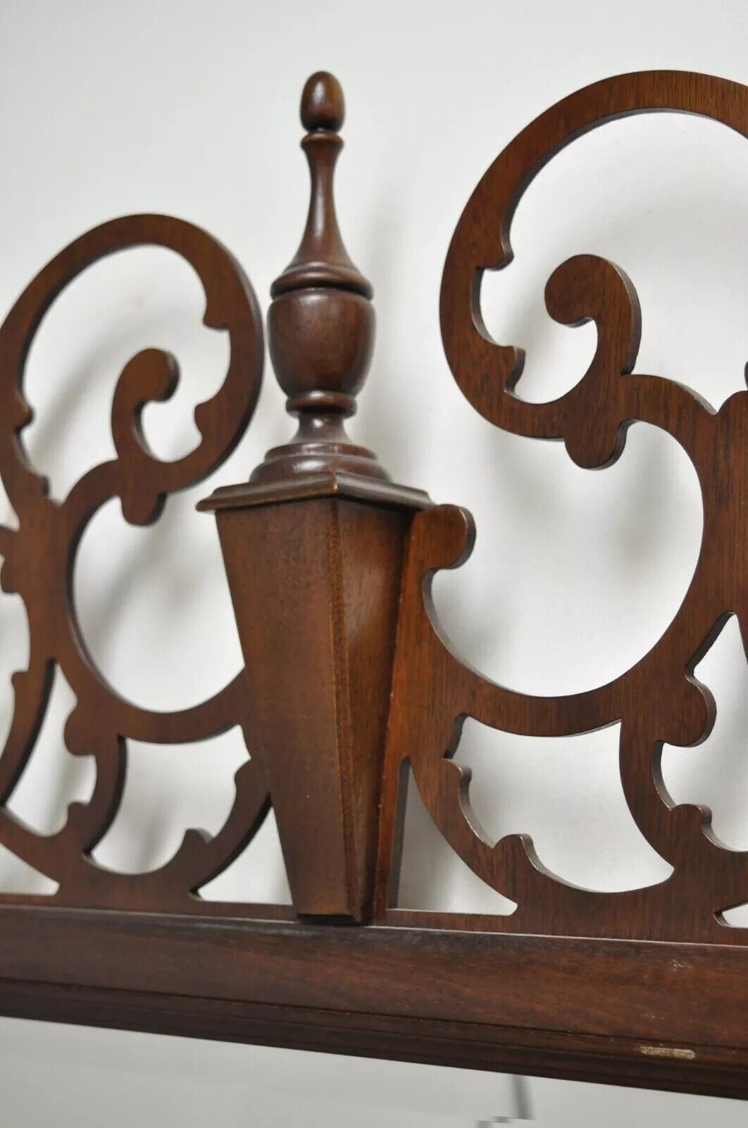 Vintage American Federal Mahogany Beveled Glass Broken Arch Fretwork Wall Mirror