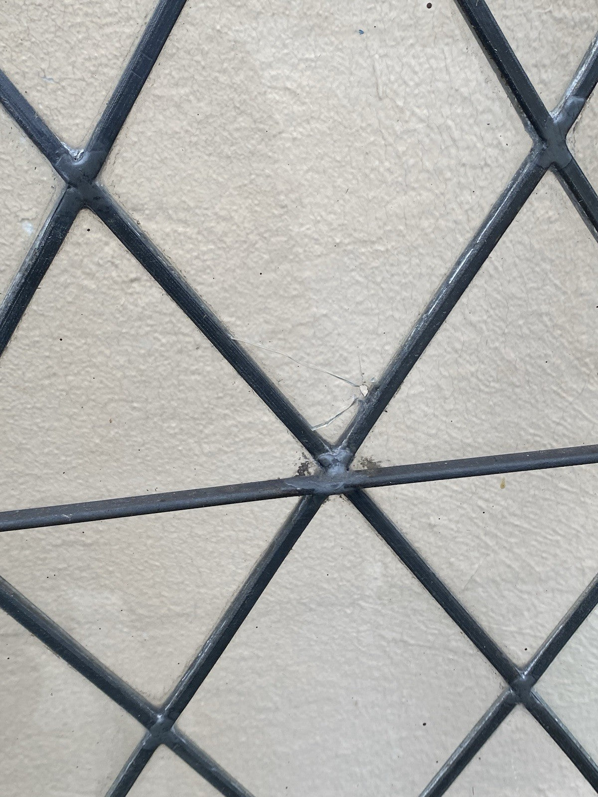 Antique Arts & Crafts Diamond Lattice Leaded Glass Windows in Frame - Set of 4