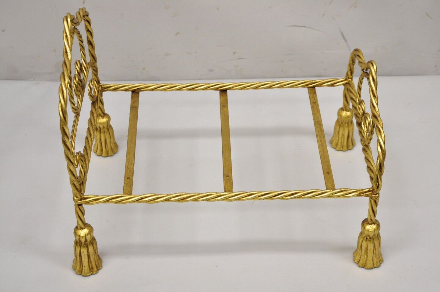 Vintage Italian Hollywood Regency Iron Tassel Frame Pet Cat Dog Bed or Doll Bed