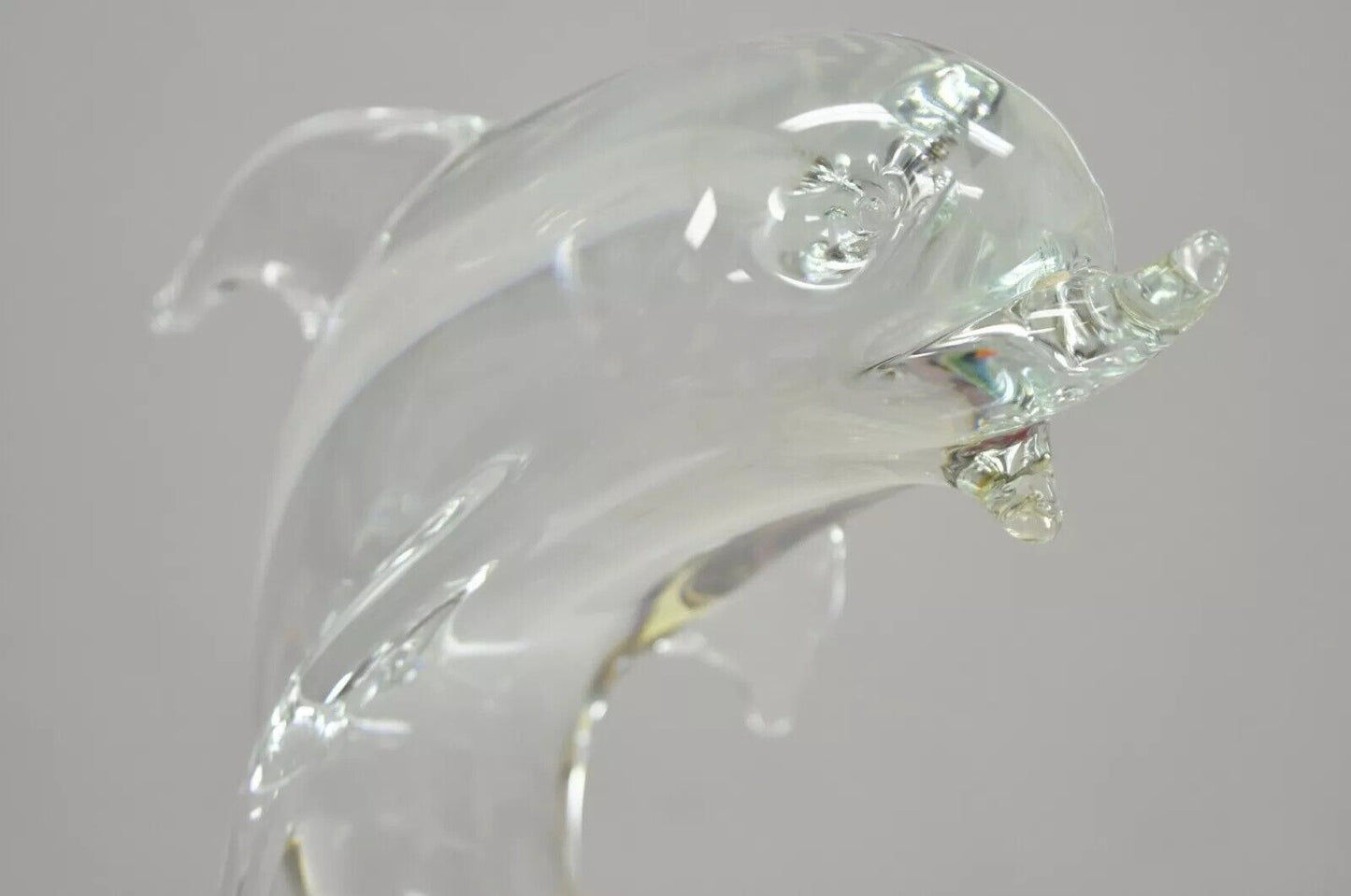 Royal Gallery Italian Crystal Glass 12" Dolphin Fish Sculpture Murano Style