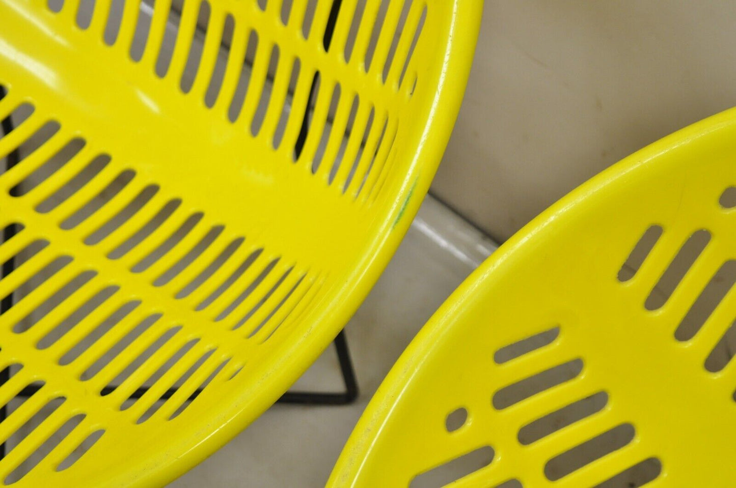 Pair Vintage Fabiano & Panzini Motel Solair Yellow Iron and Plastic Lounge Chair