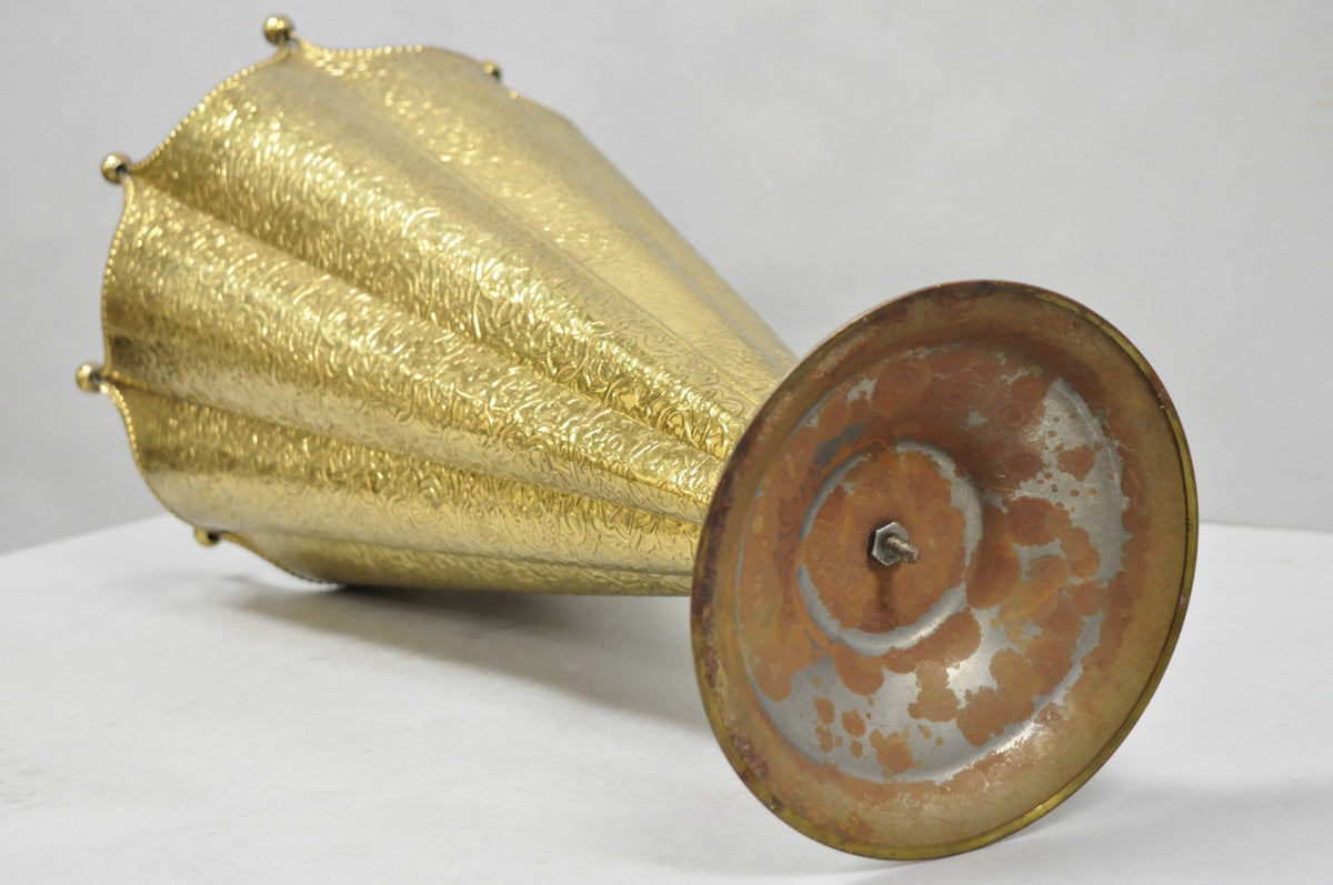 Vintage Art Deco Embossed Brass Figural Umbrella Form Umbrella Stand Holder