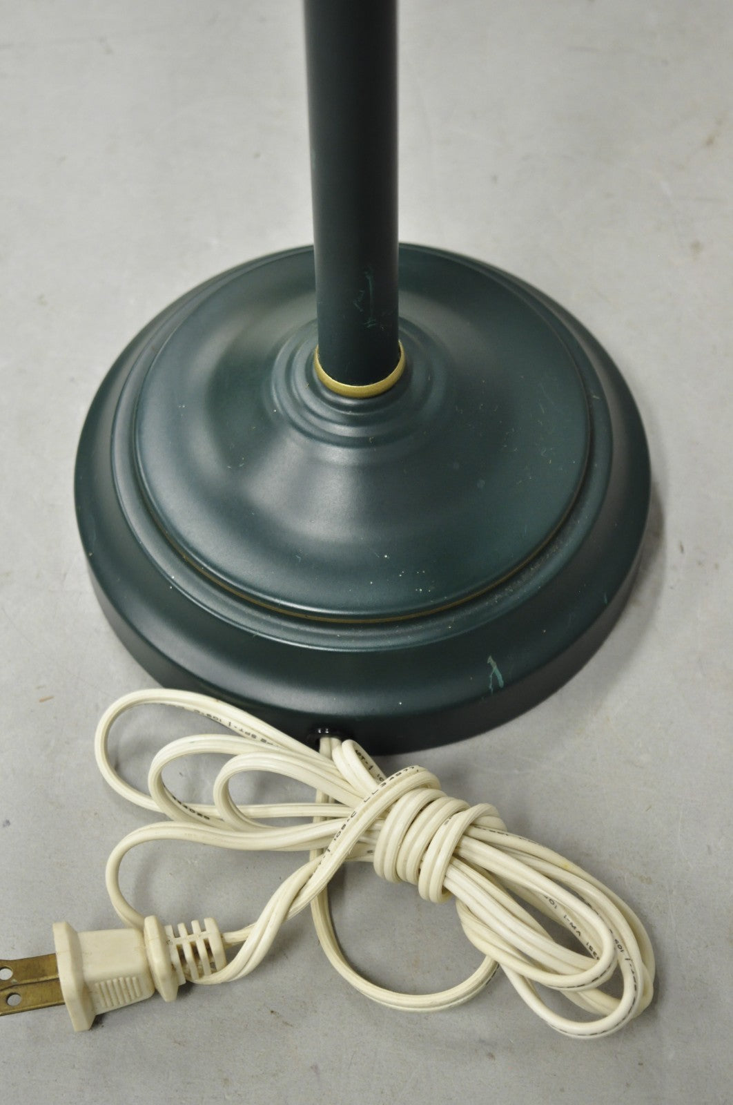 Vintage French Country Green Tole Metal Double Candlestick Table Lamp w/ Shades