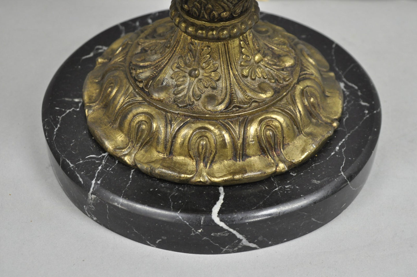 Antique Italian Renaissance Gold Bronze Figural Twin Handle Urn Large Table Lamp