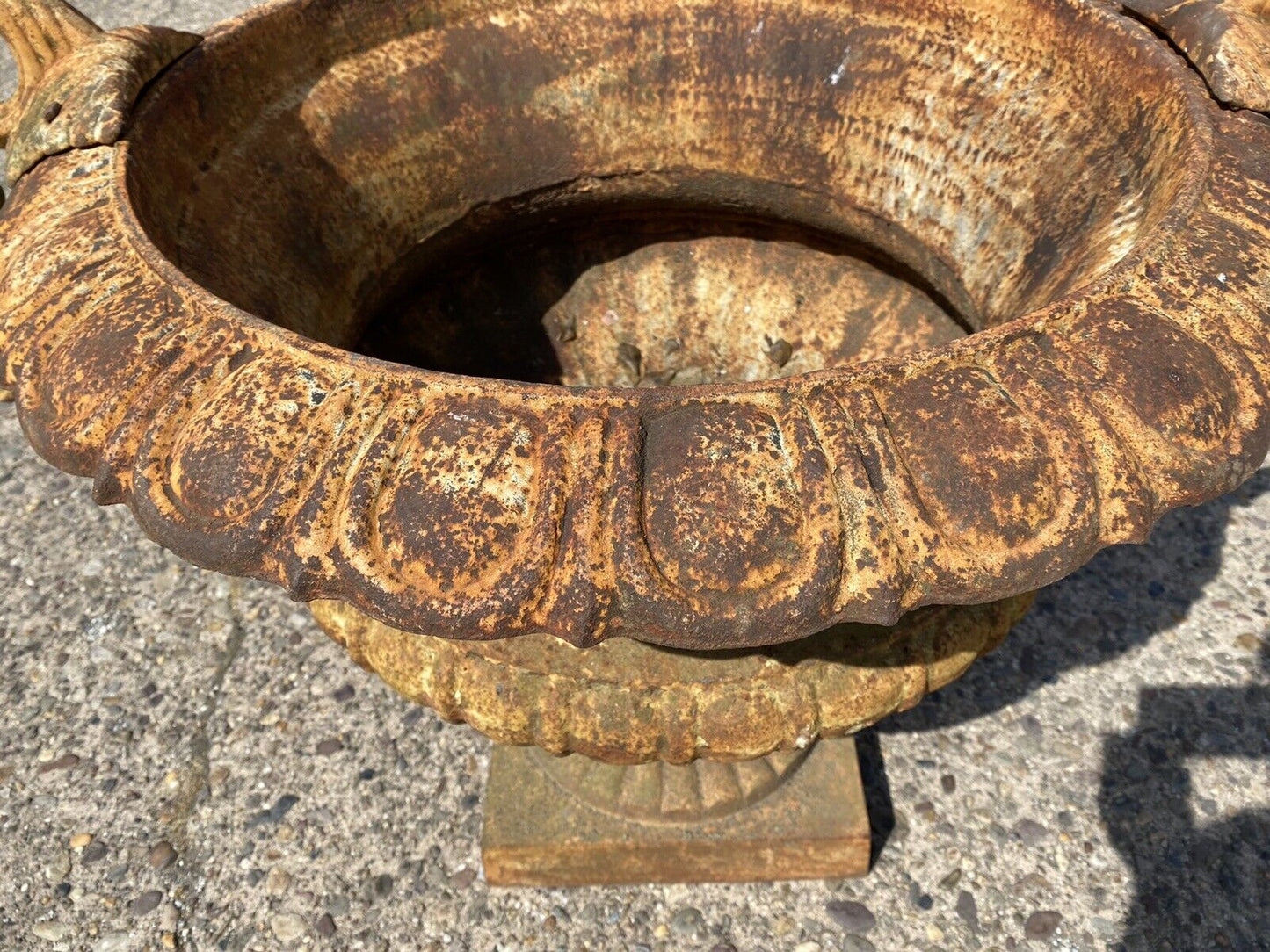 Large Cast Iron 48" Wide French Victorian Campana Urn Garden Planter w Handles B