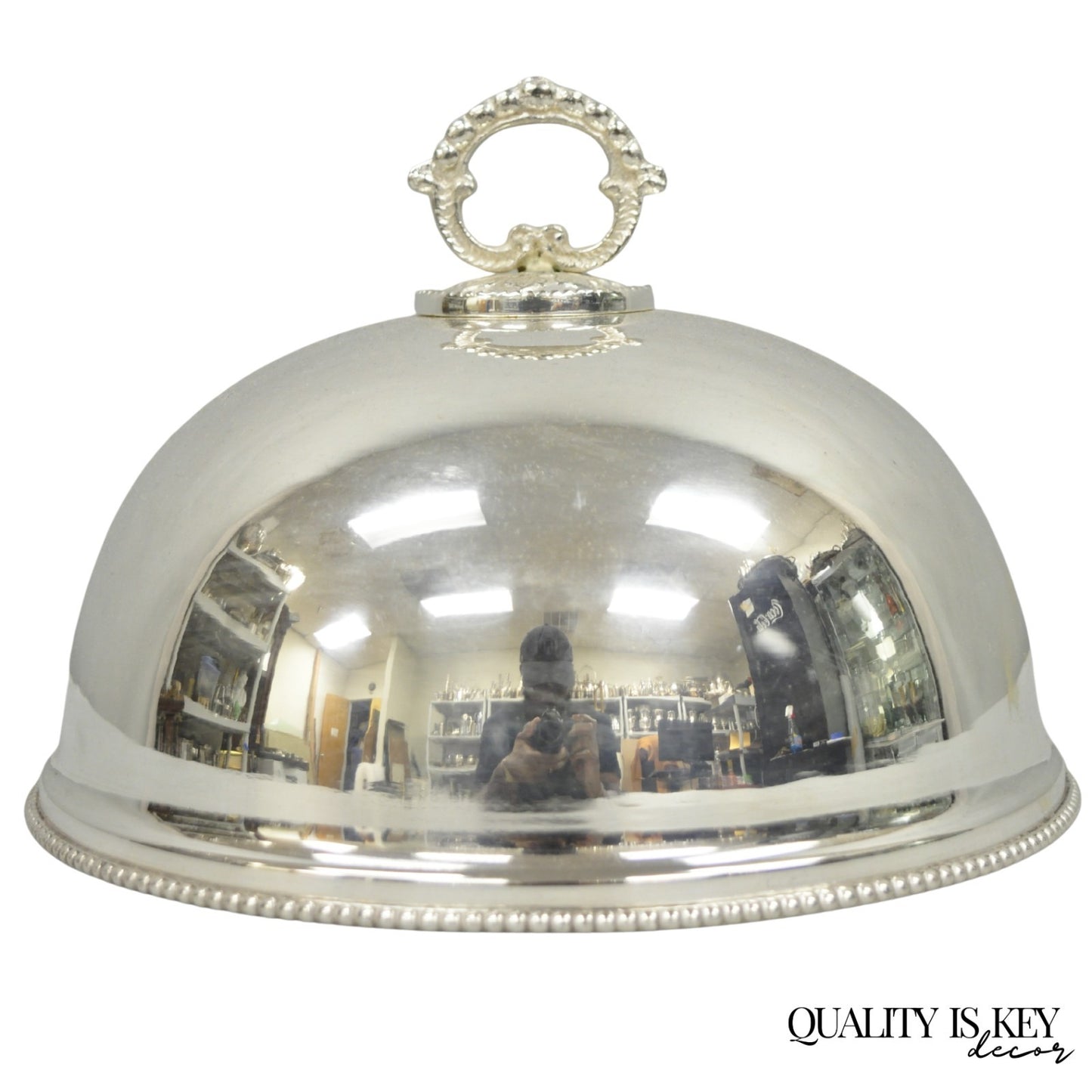 Vintage English Edwardian Style Silver Plated 10" Round Serving Dish Plate Cover