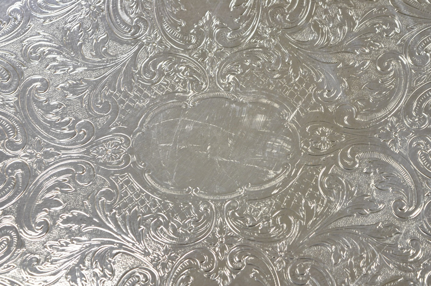 Vintage Sheffield English Victorian Oval Silver Plated Footed Bar Tray w/Handles