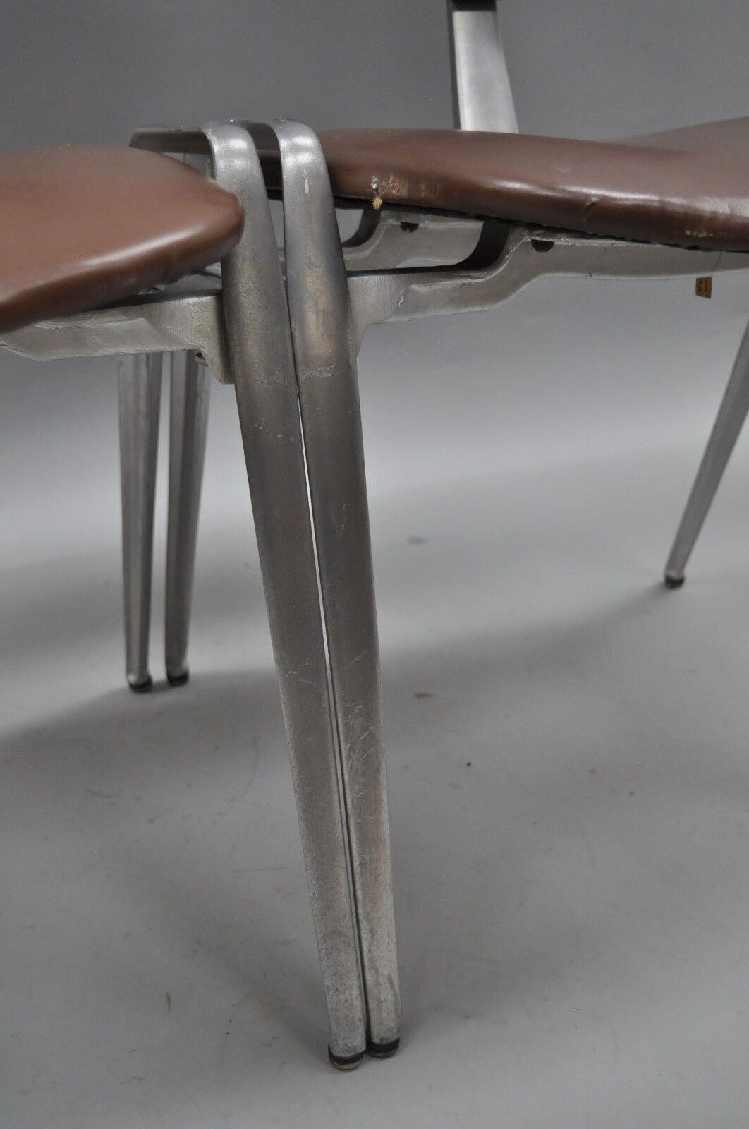 Mid Century Modern Cast Aluminum Stacking Side Chairs by Crucible (B) - a Pair