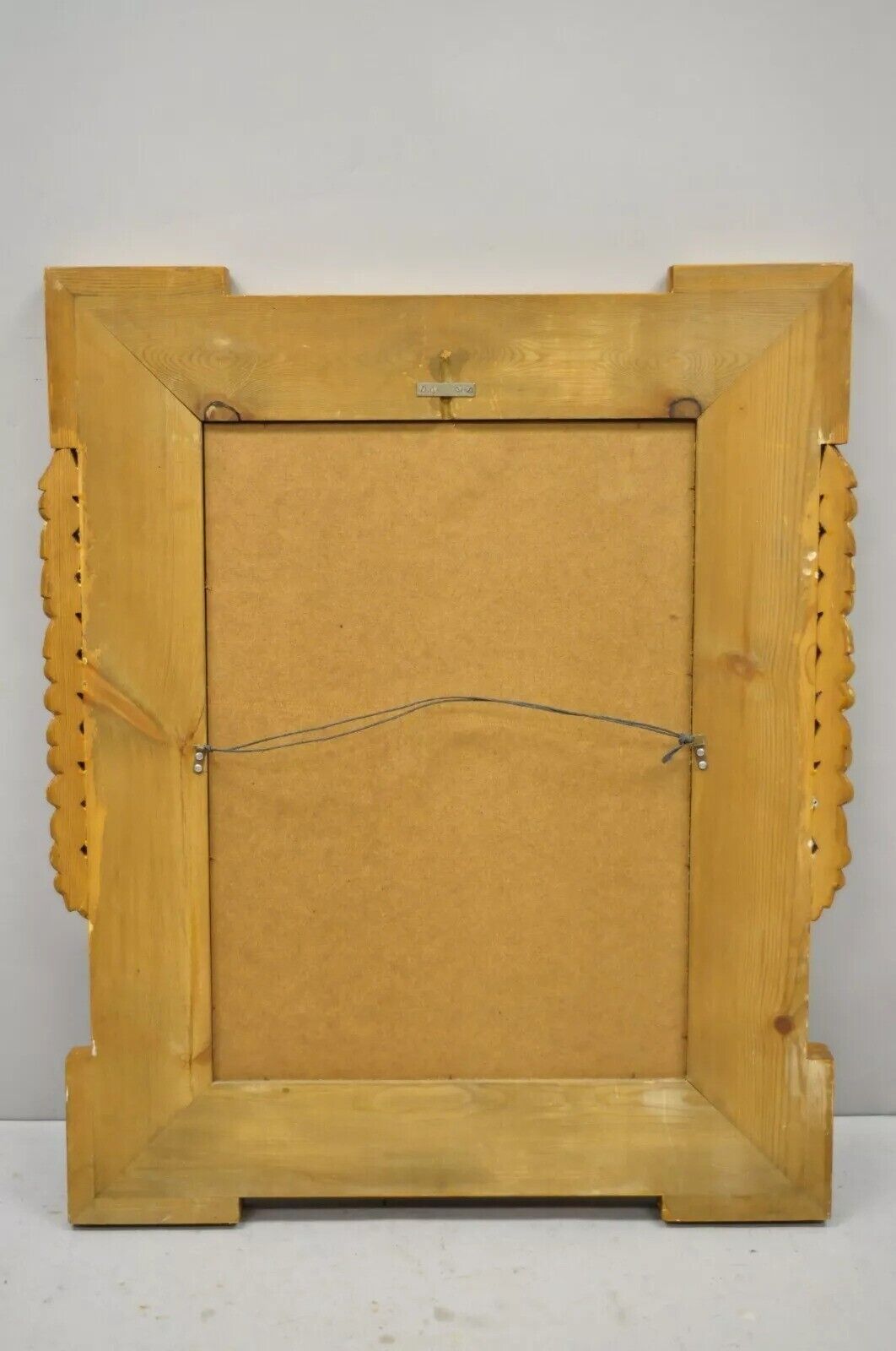 Vintage Italian Baroque Style Carved Knotty Pine Wood Country French Wall Mirror