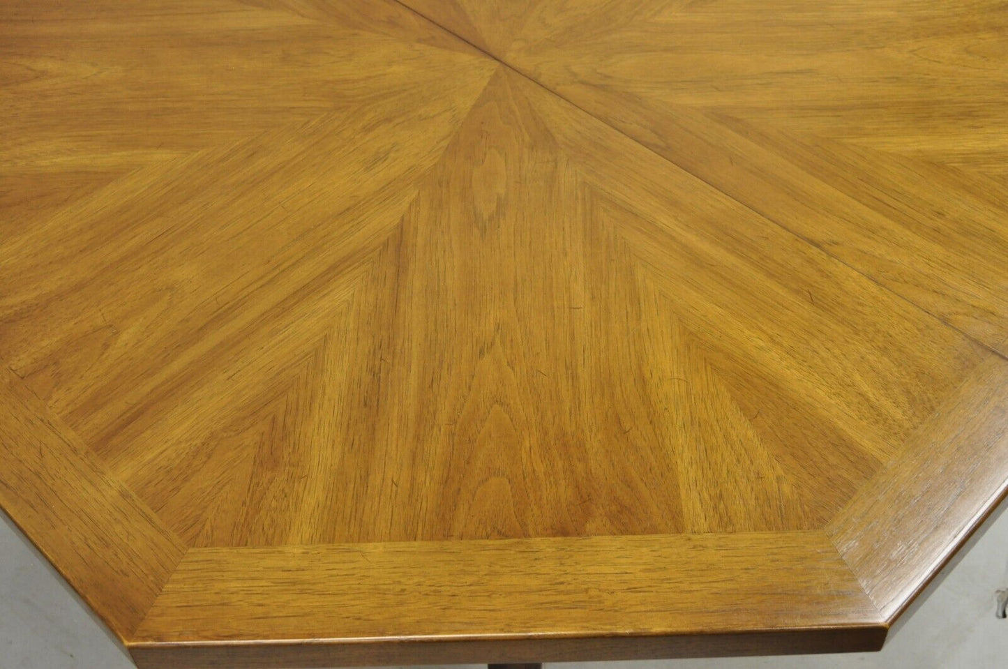 Vintage Drexel Esperanto Mid Century Walnut Octagonal Spanish Style Dining Table