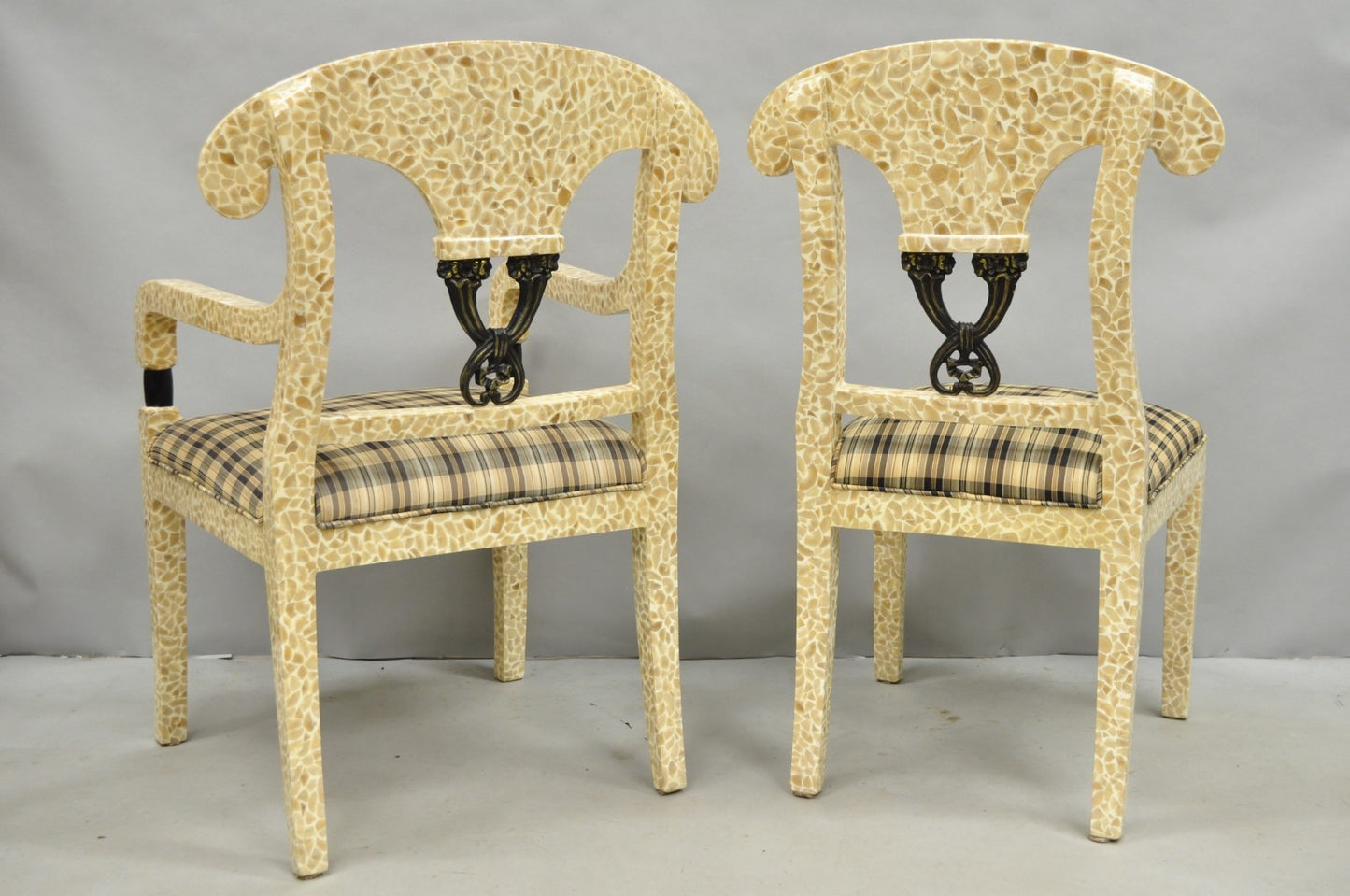 Enrique Garcel Tessellated Stone Inlay Regency Style Dining Chairs - Set of 6