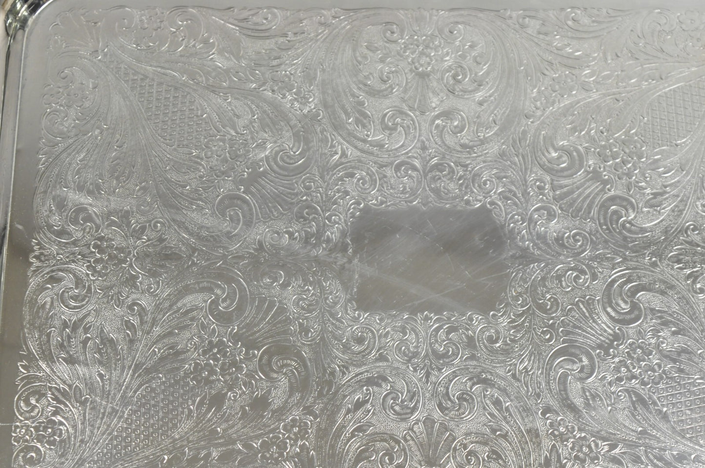 Vintage Sheridan Victorian Silver Plated Ornate Bar Serving Platter Tray