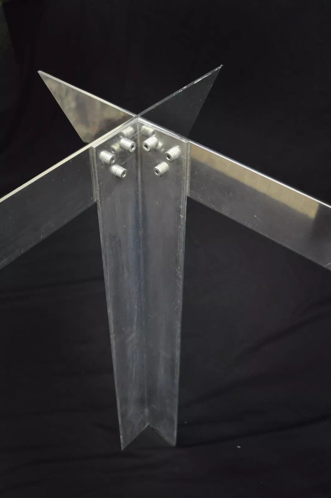 Mid Century Modern "Ginsu Knife" Aluminum Metal Square Glass Dining Table