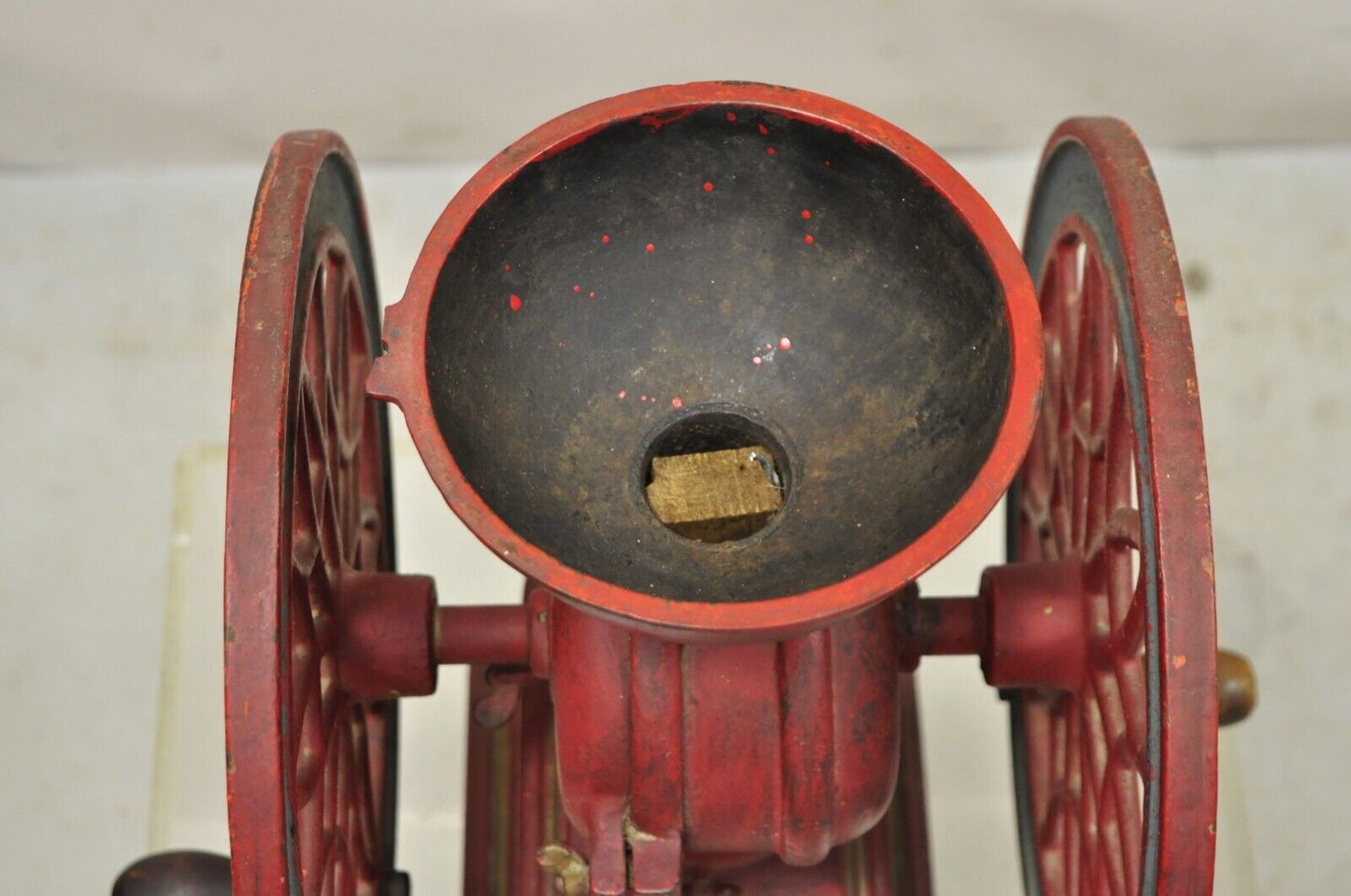 Swift Mill Lane Red & Blue Cast Iron Victorian Coffee Mill Grinder w/ Drawer