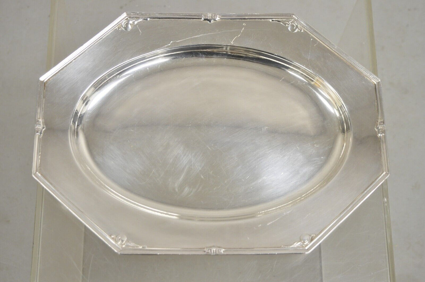 Vintage Reed & Barton Edwardian Silver Plated Octagonal Serving Platter Tray