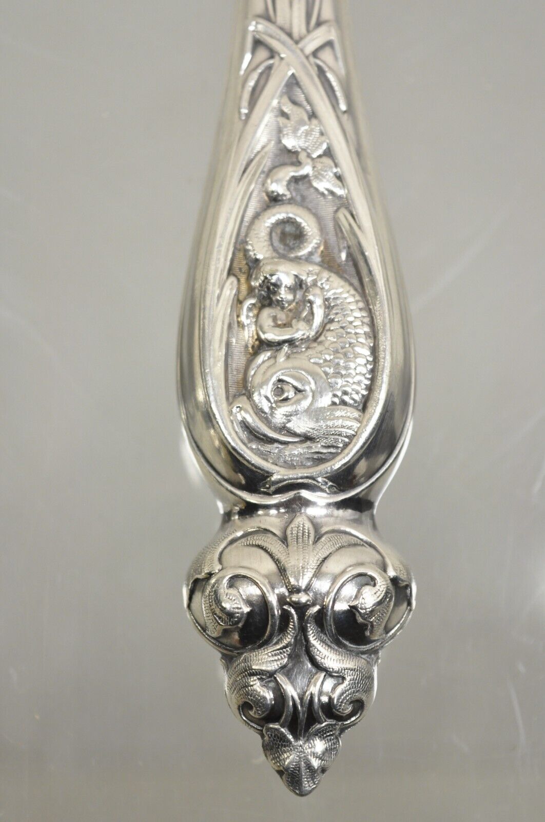 Antique English Victorian Silver Plated Figural Fish Service Fork Knife Set