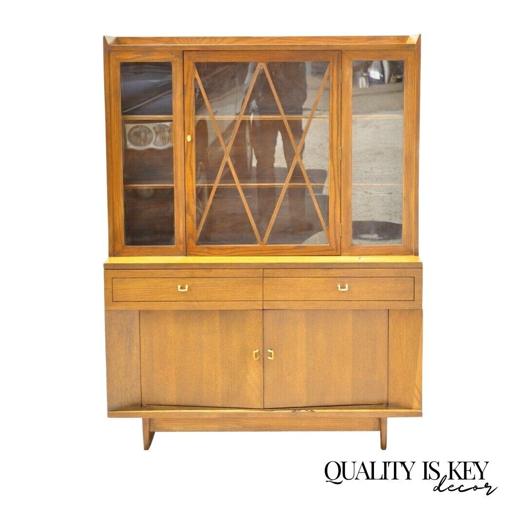 Raymond Loewy Mengel Mid Century Modern Sculpted Oak China Cabinet
