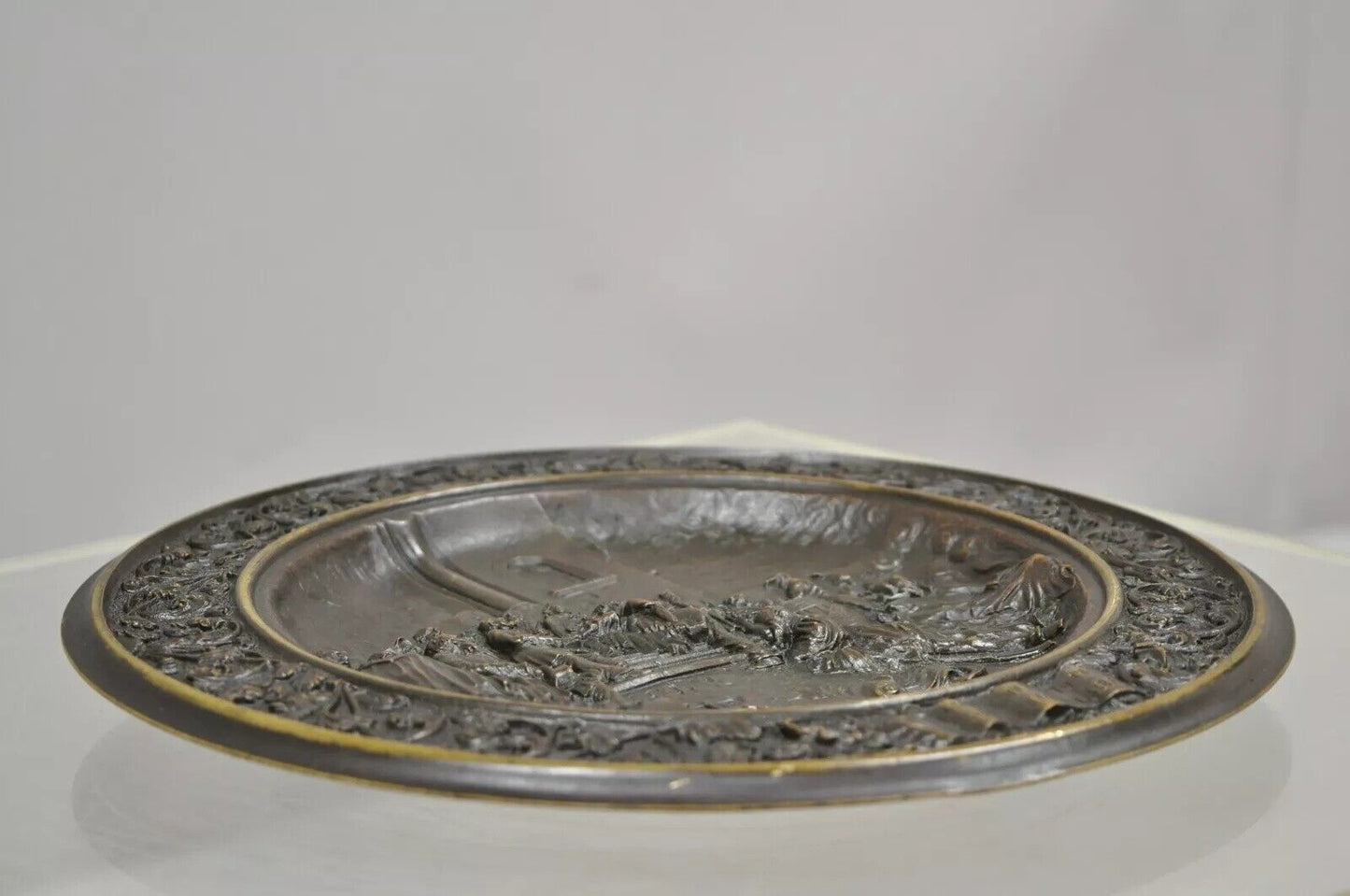 Bronze King Umberto Visiting Cholera Hospital Naples 1884 Dish Wall Plaque