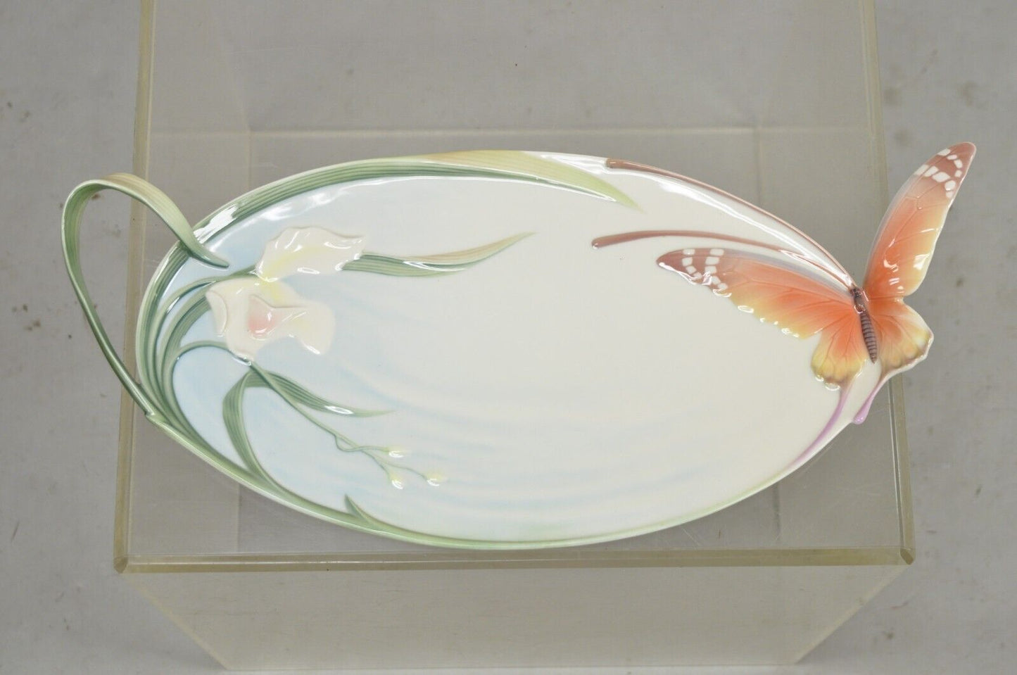 Franz Collection Papillon Butterfly Porcelain Ornamental Platter Handled Tray