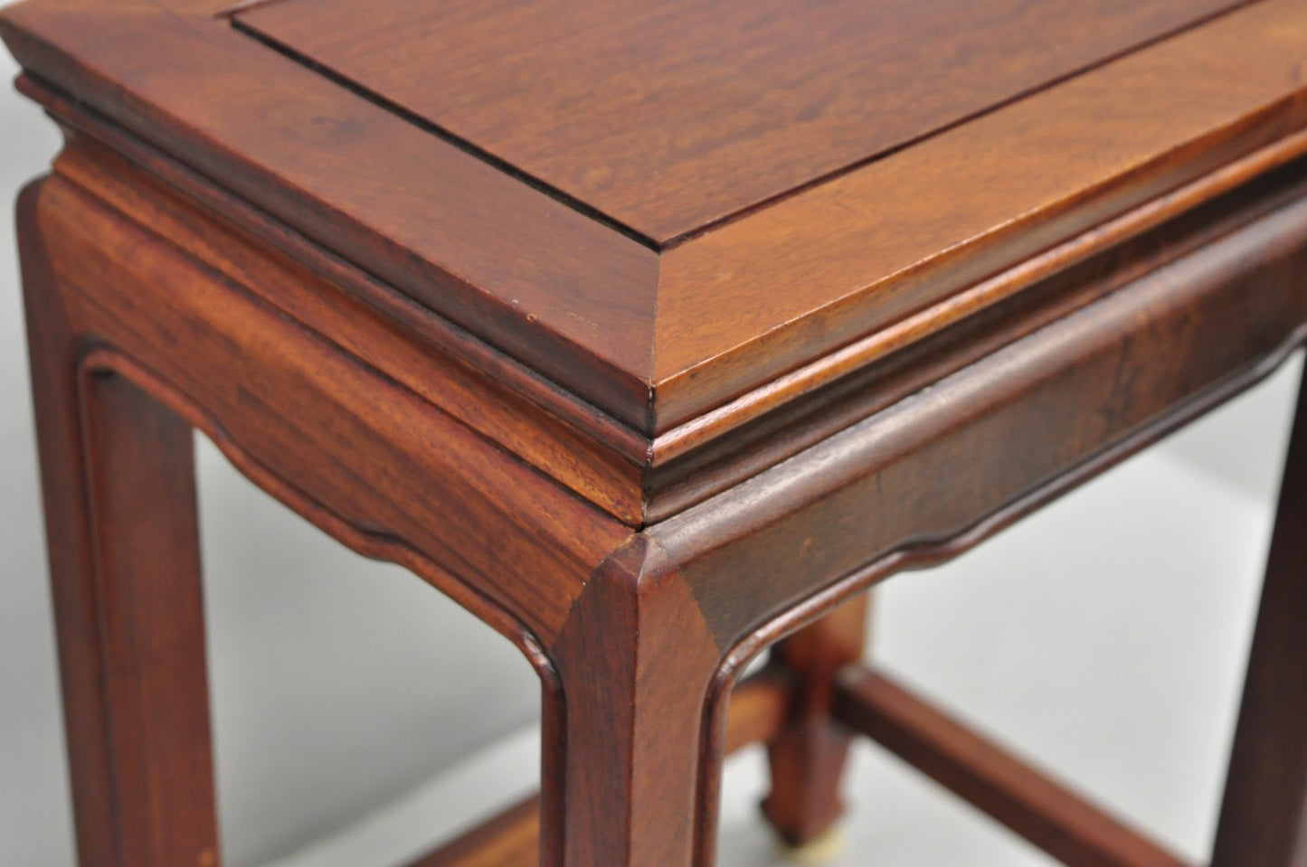 Vintage Chinese Hardwood Small Pedestal Plant Stand Side Table