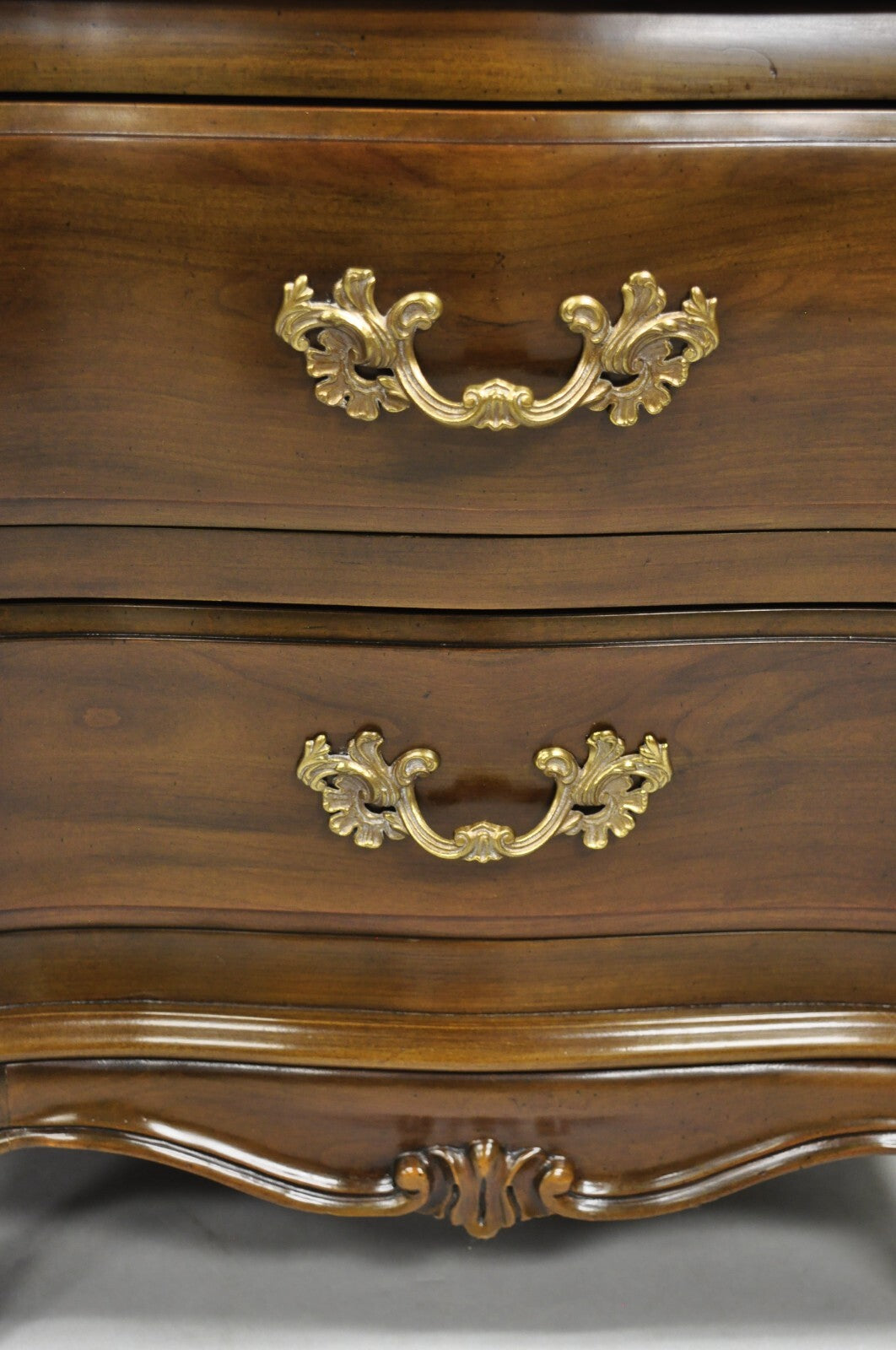 Karges French Louis XV Provincial Style Cherry Wood Bombe Nightstands - a Pair