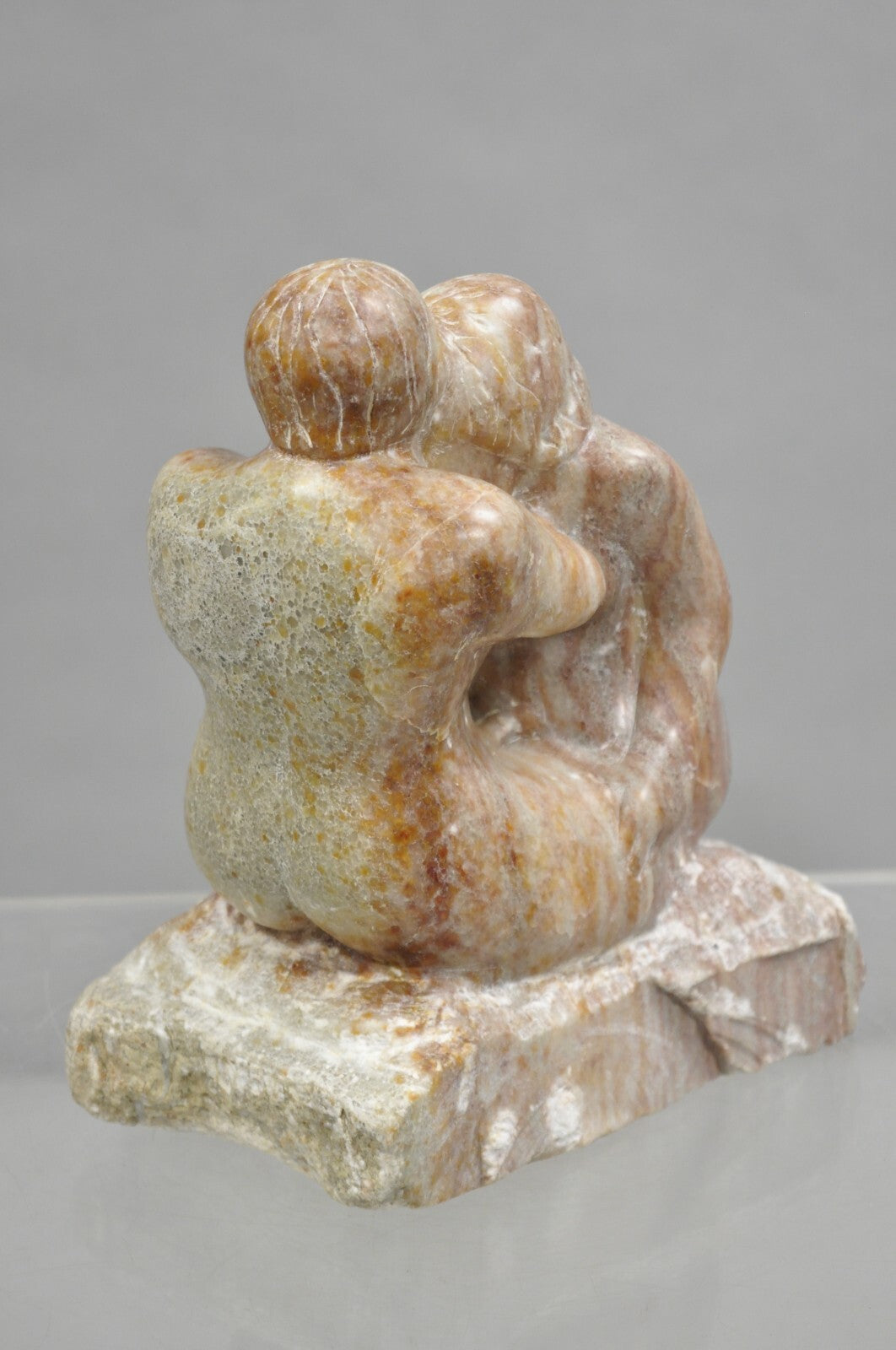 Morton Gaffin "Lovers Embrace" Modernist Carved Alabaster Marble Nude Sculpture