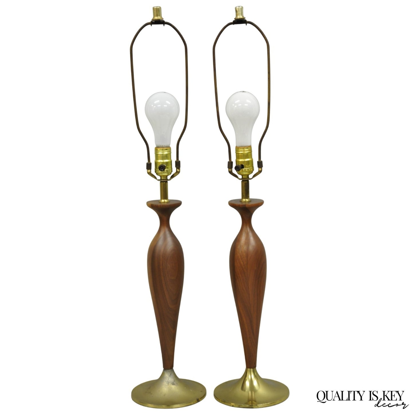 Vintage Mid Century Modern Tony Paul for Westwood Walnut Table Lamps - a Pair