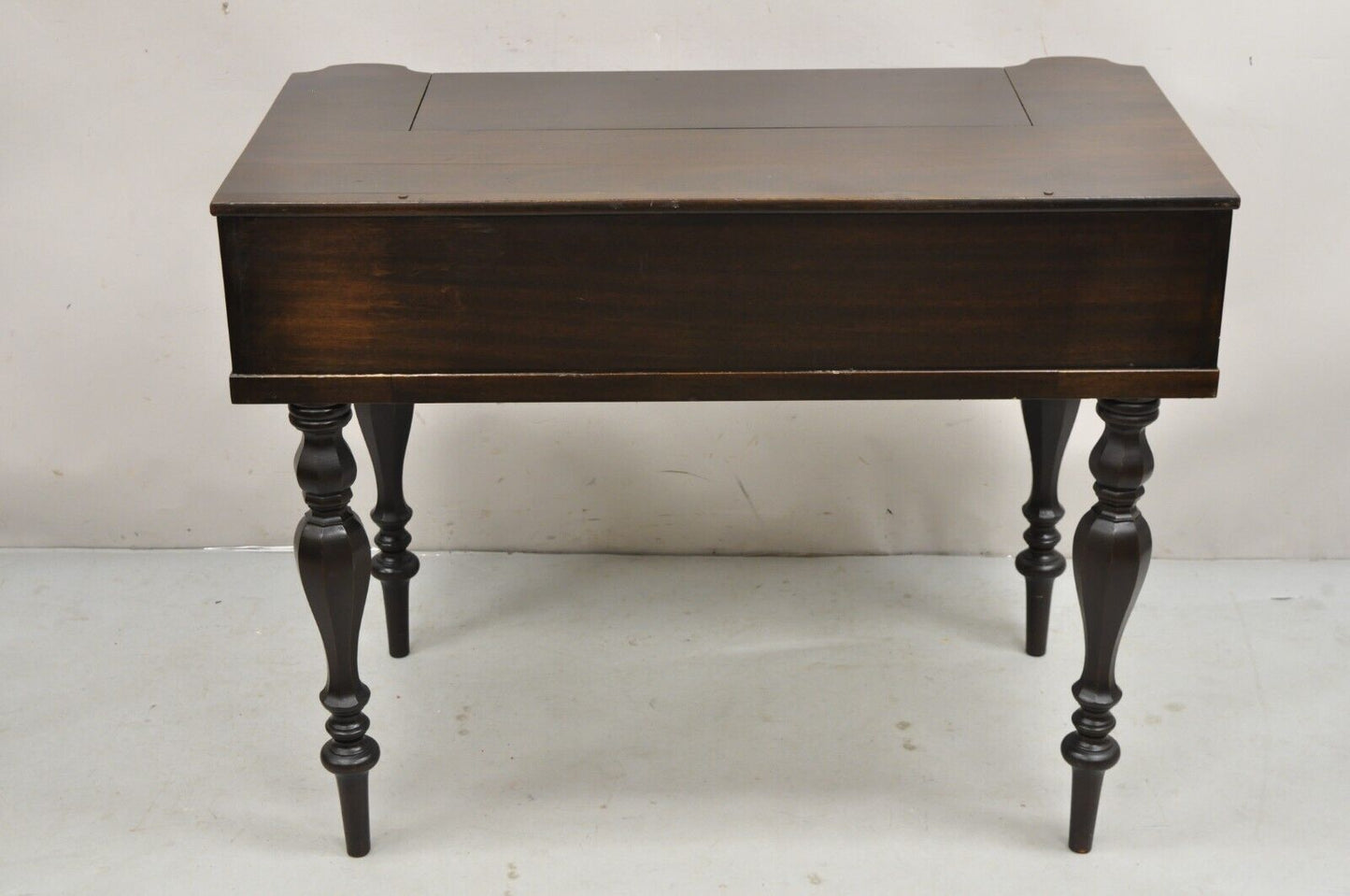 Antique Victorian Mahogany Spinet Piano Style Flip Top Secretary Writing Desk