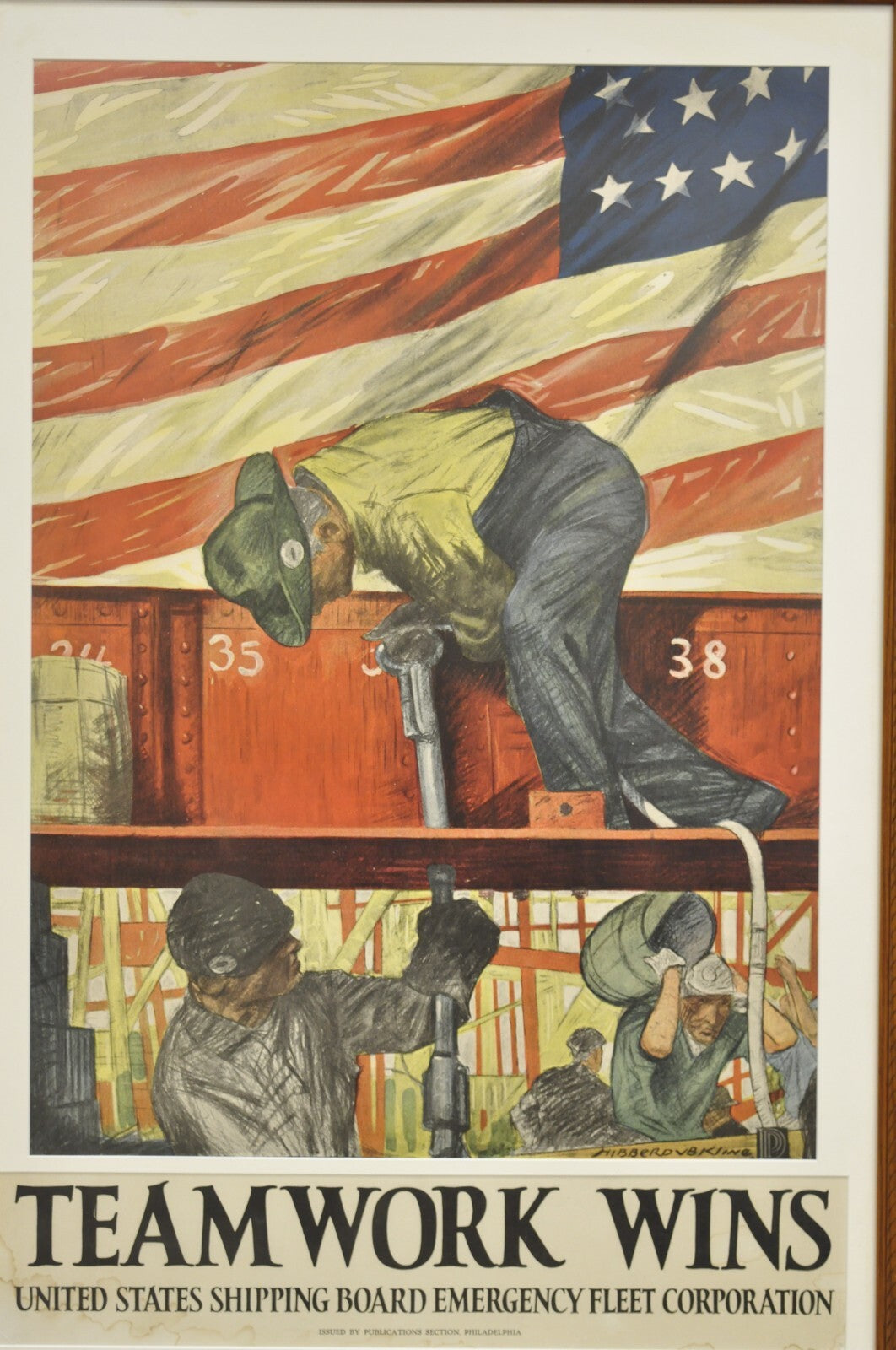 World War 1 "Team Work Wins United States Shipping Board" Original Poster Print